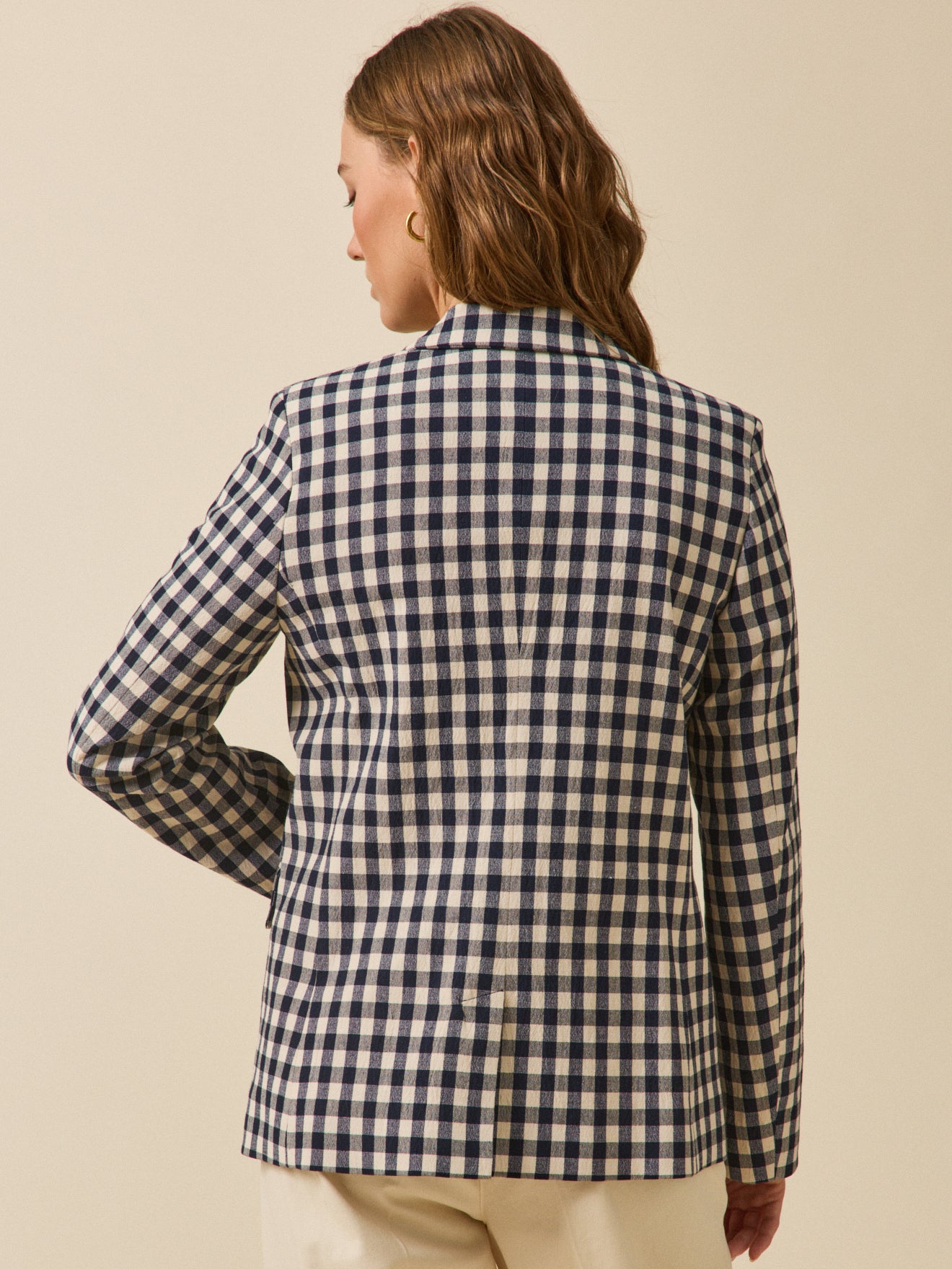 Women's gingham check suit jacket