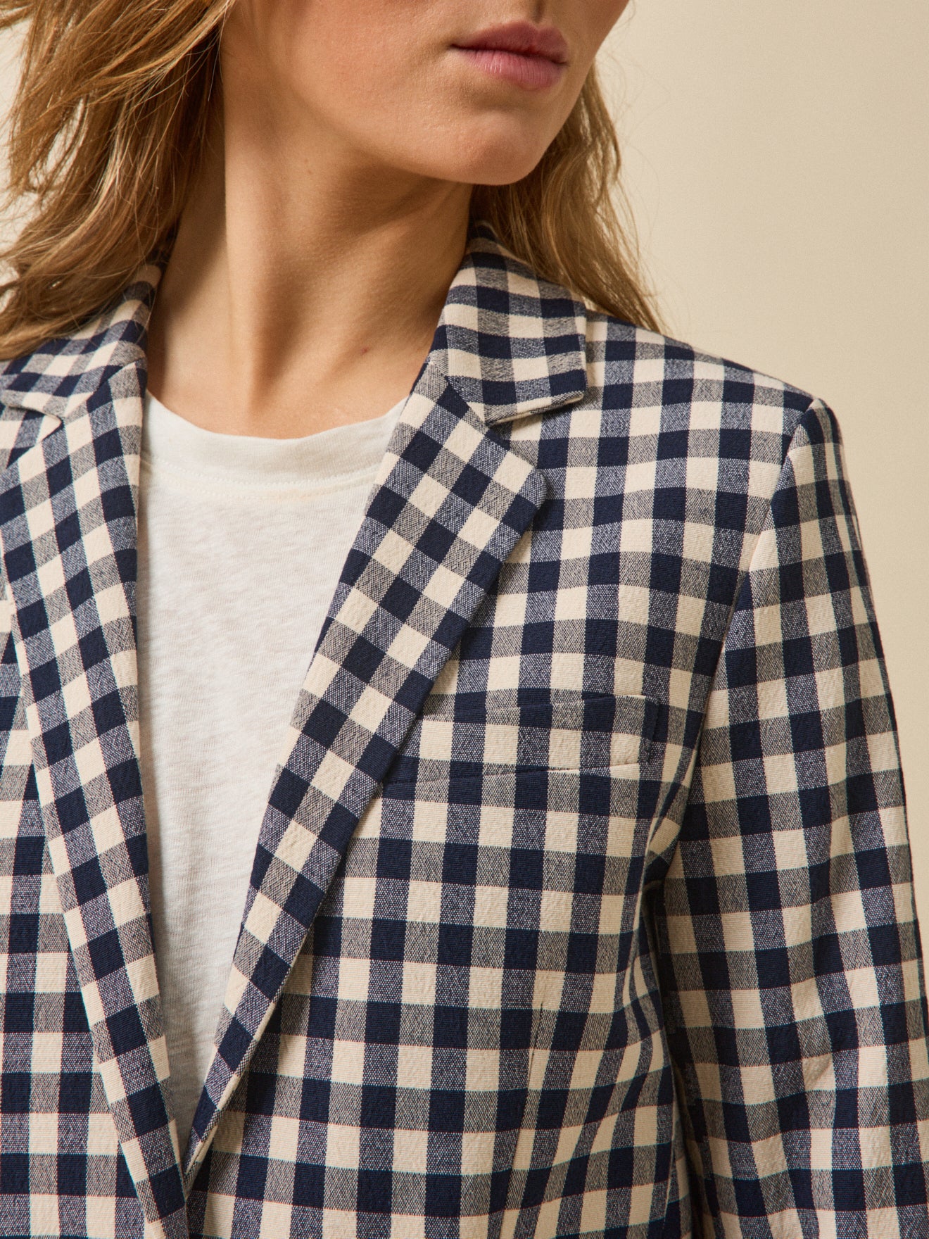 Women's gingham check suit jacket
