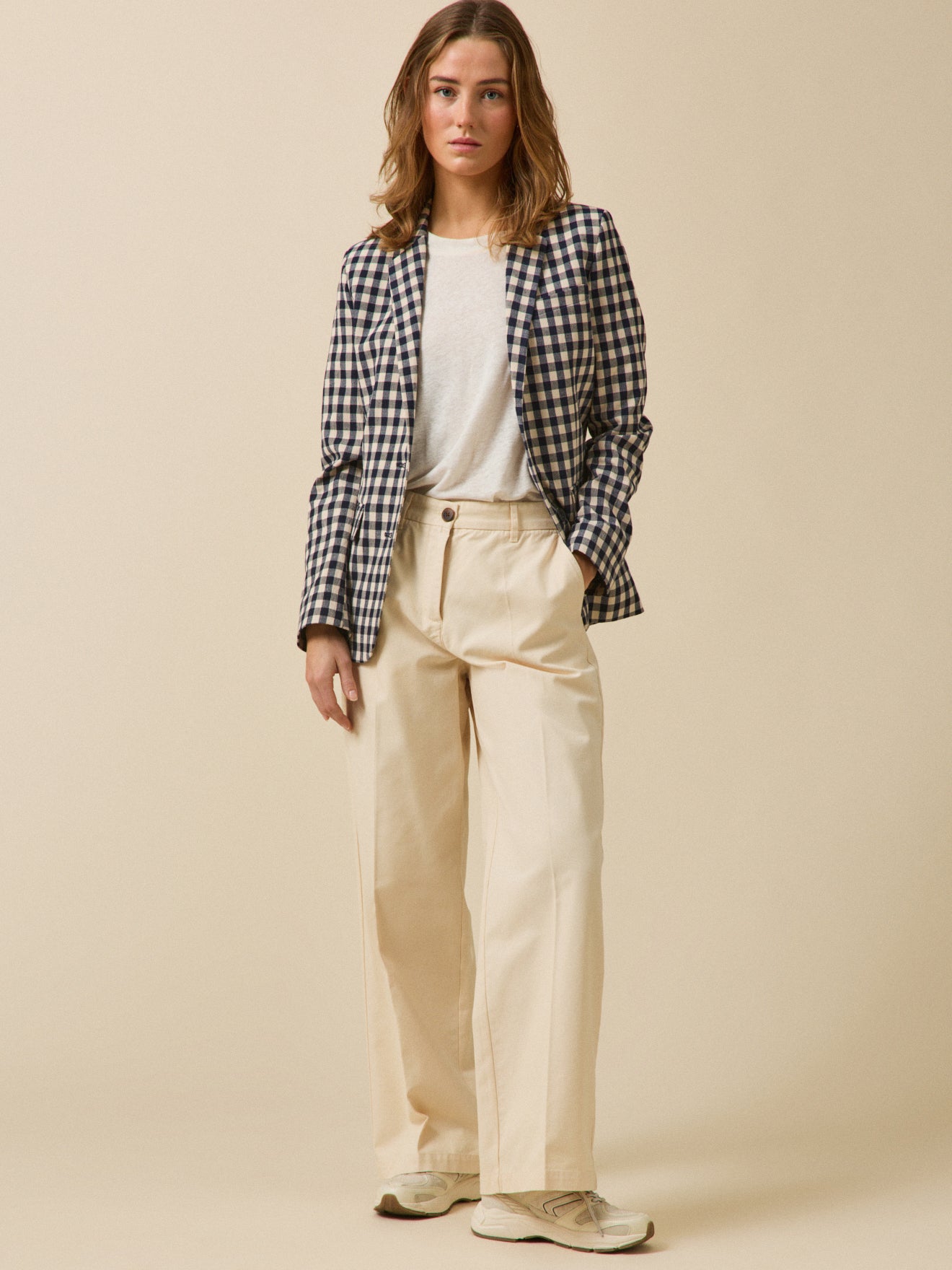 Women's gingham check suit jacket