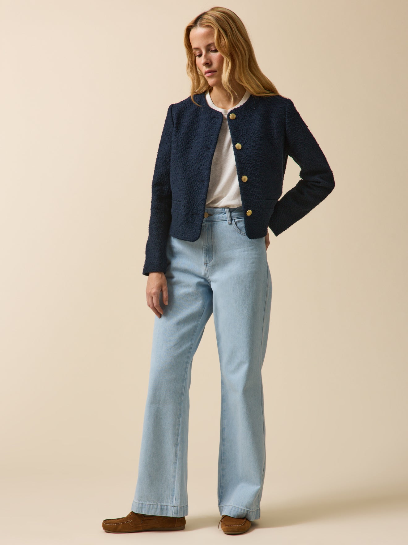 Women's plain tweed jacket with no collar - Cyrillus COM