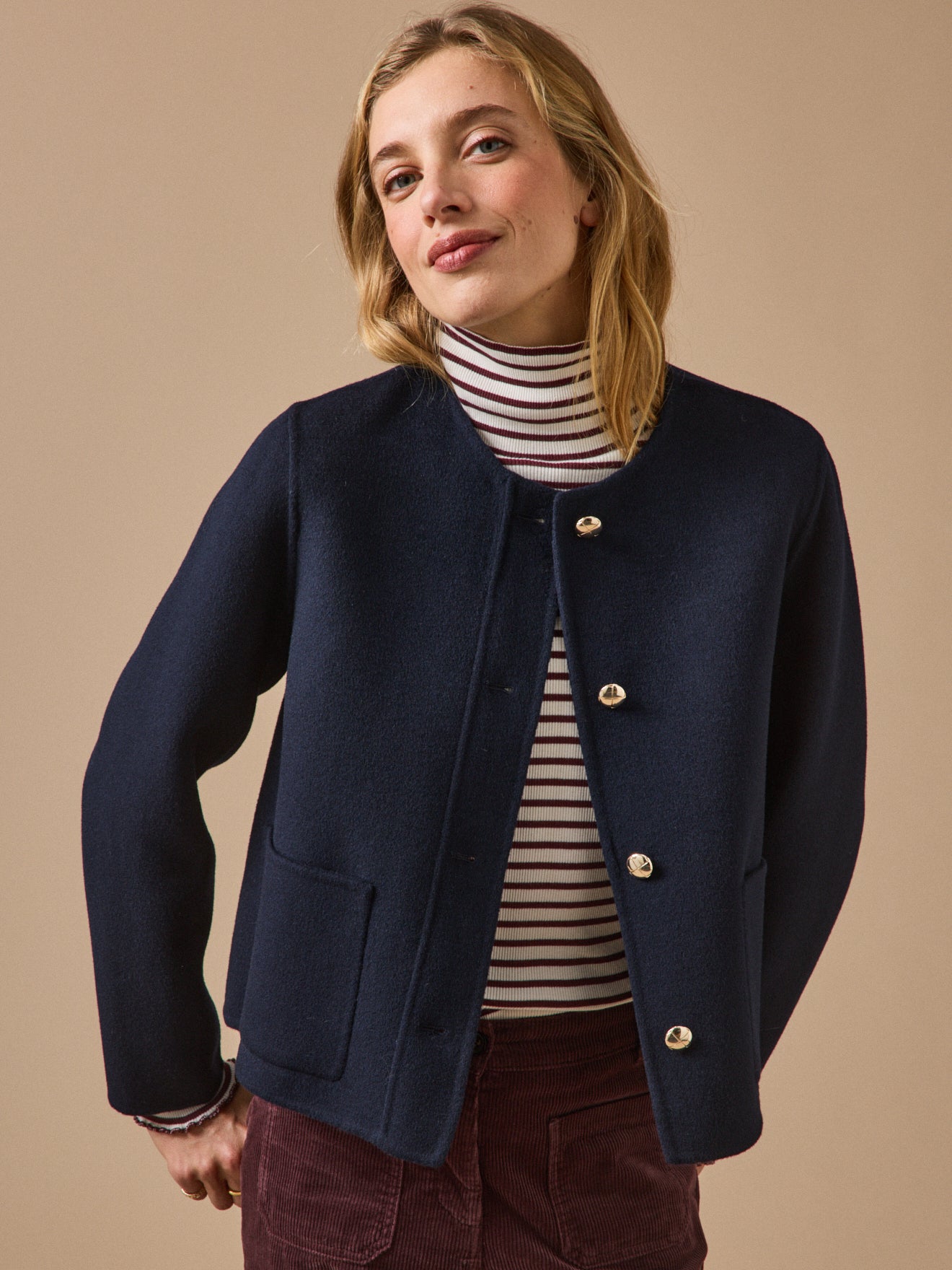 Veste lainage double face femme