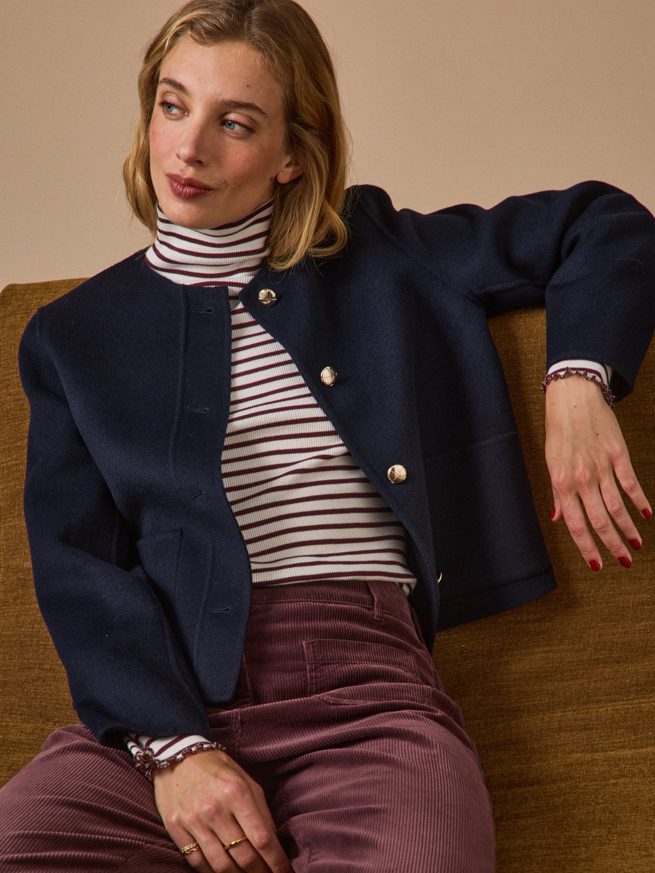 Veste lainage double face femme
