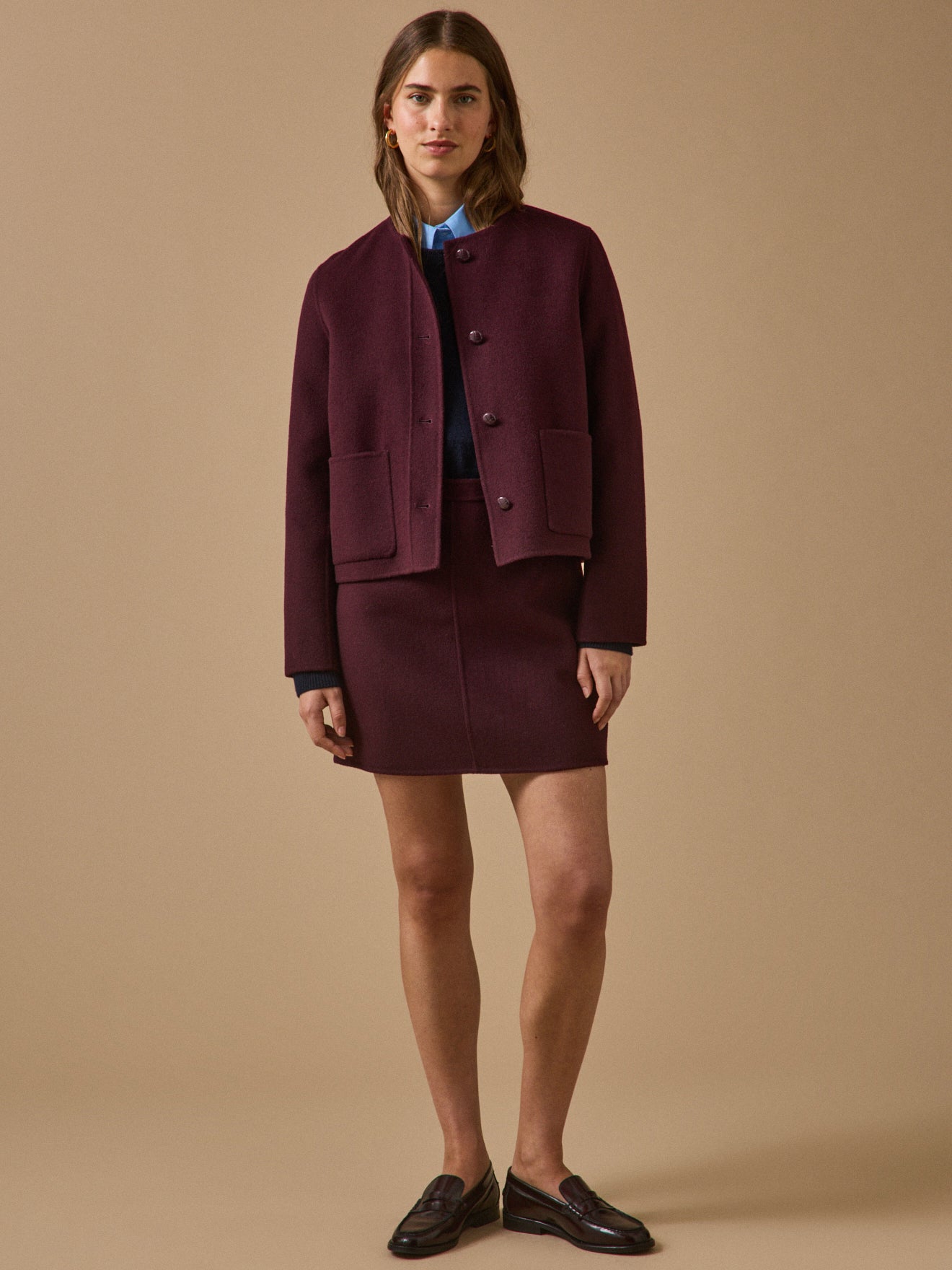 Veste lainage double face femme