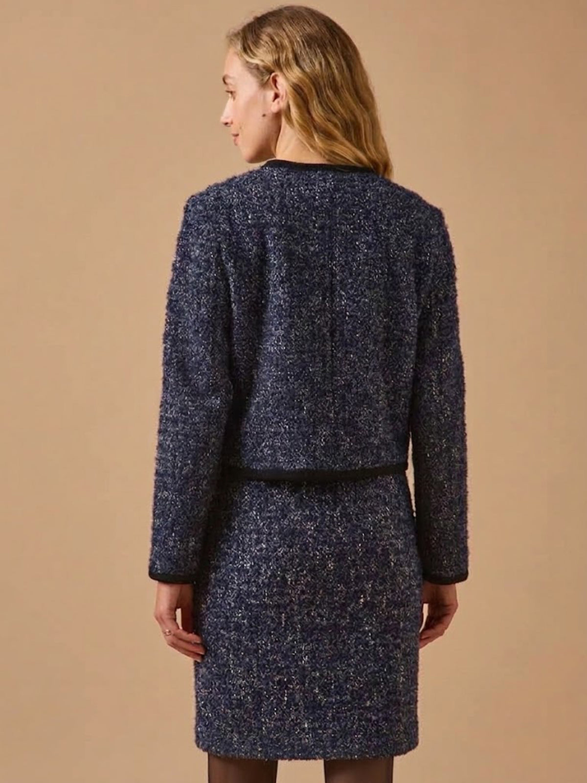 Veste sans col tweed femme
