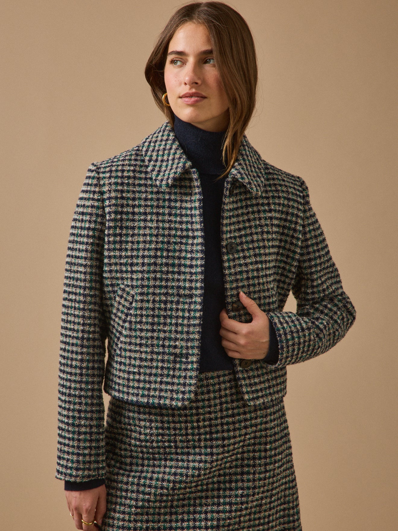 Women's check tweed jacket