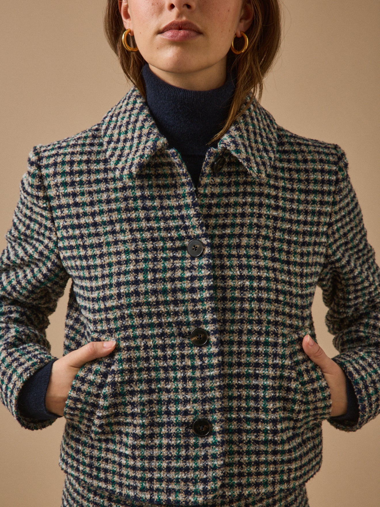 Women's check tweed jacket