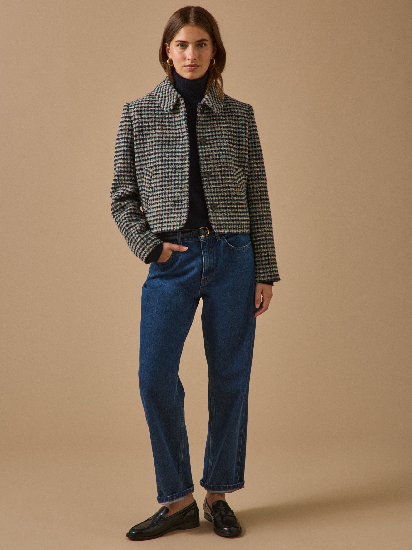Women's check tweed jacket
