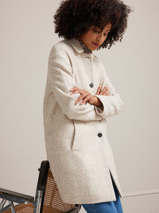 Women's short woollen check coat