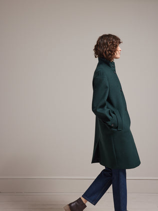 Women's plain recycled wool cloth coat