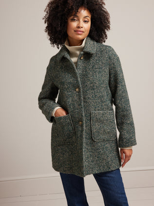Women's oval-shaped herringbone coat