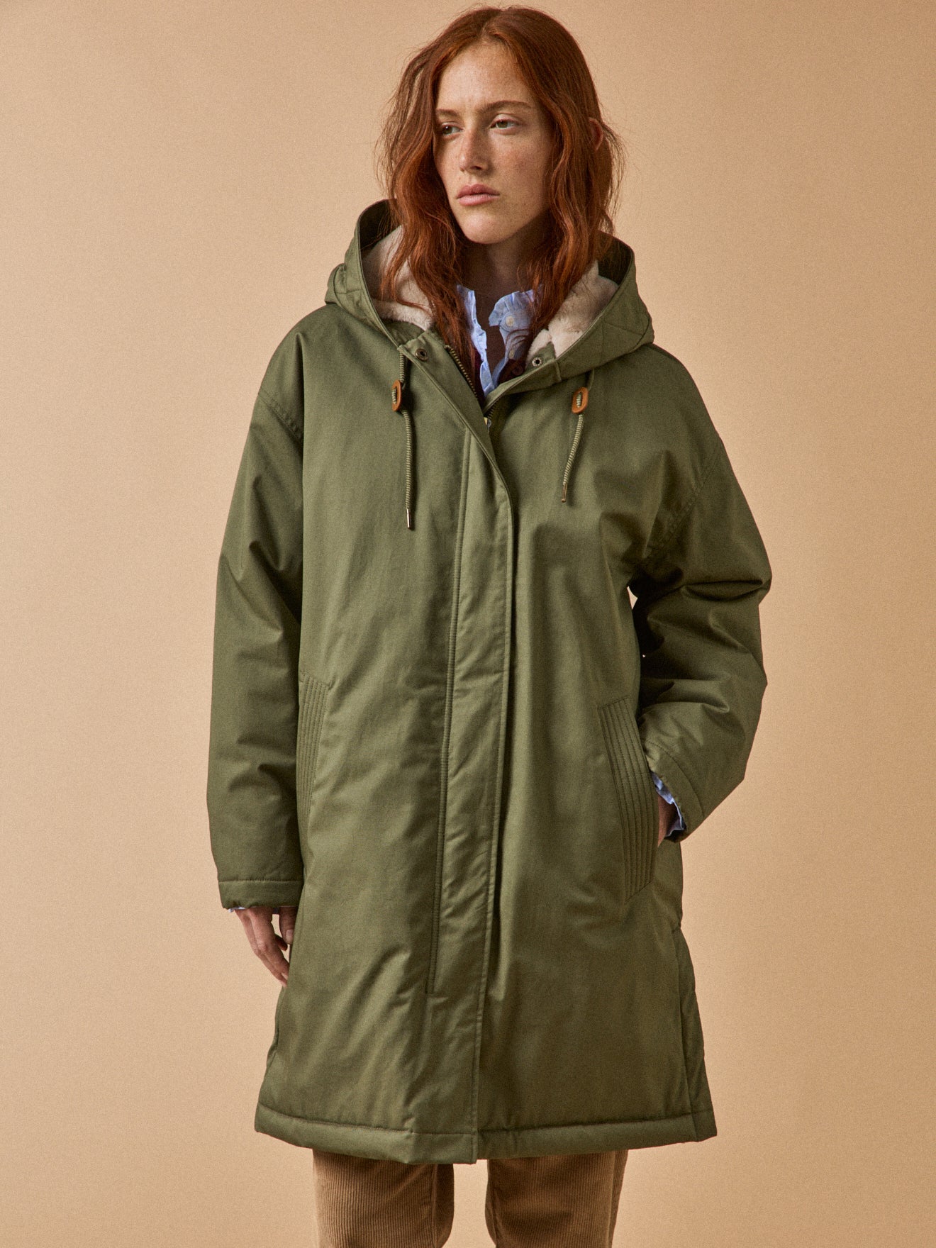 Parka mi-longue femme doublée imitation fourrure