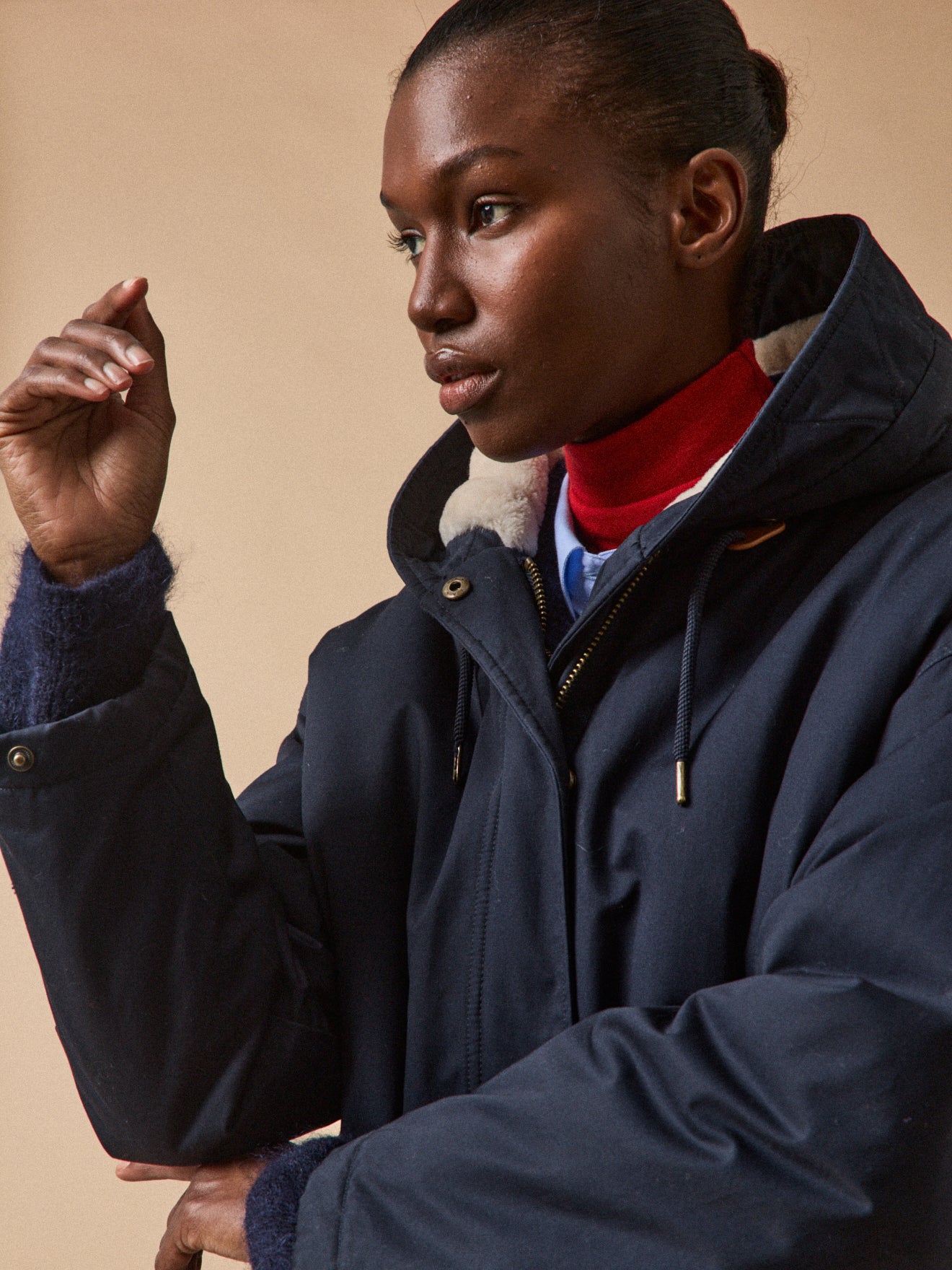 Parka courte femme doublée imitation fourrure