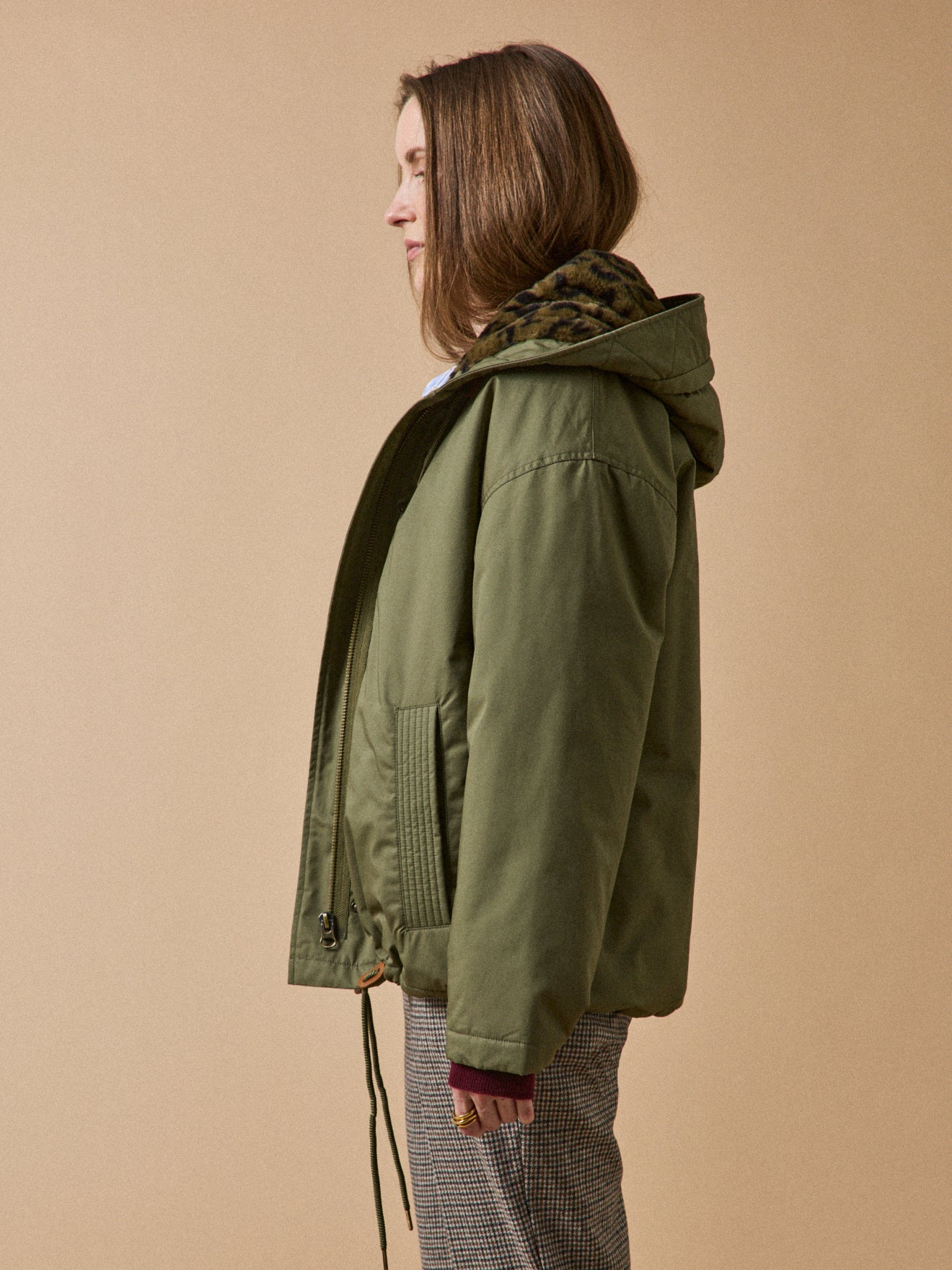 Parka courte femme doublée imitation fourrure