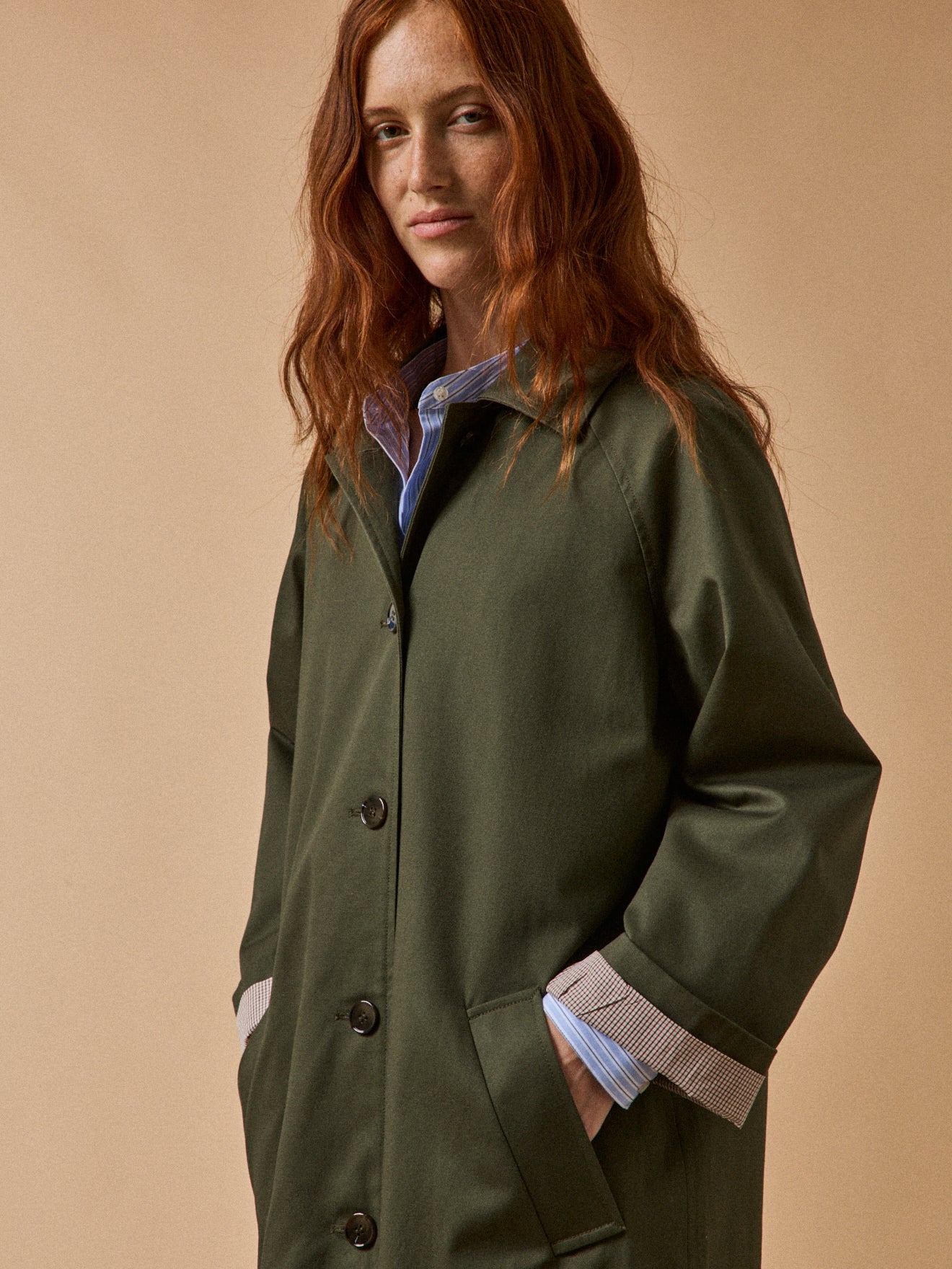 Trench droit coton femme