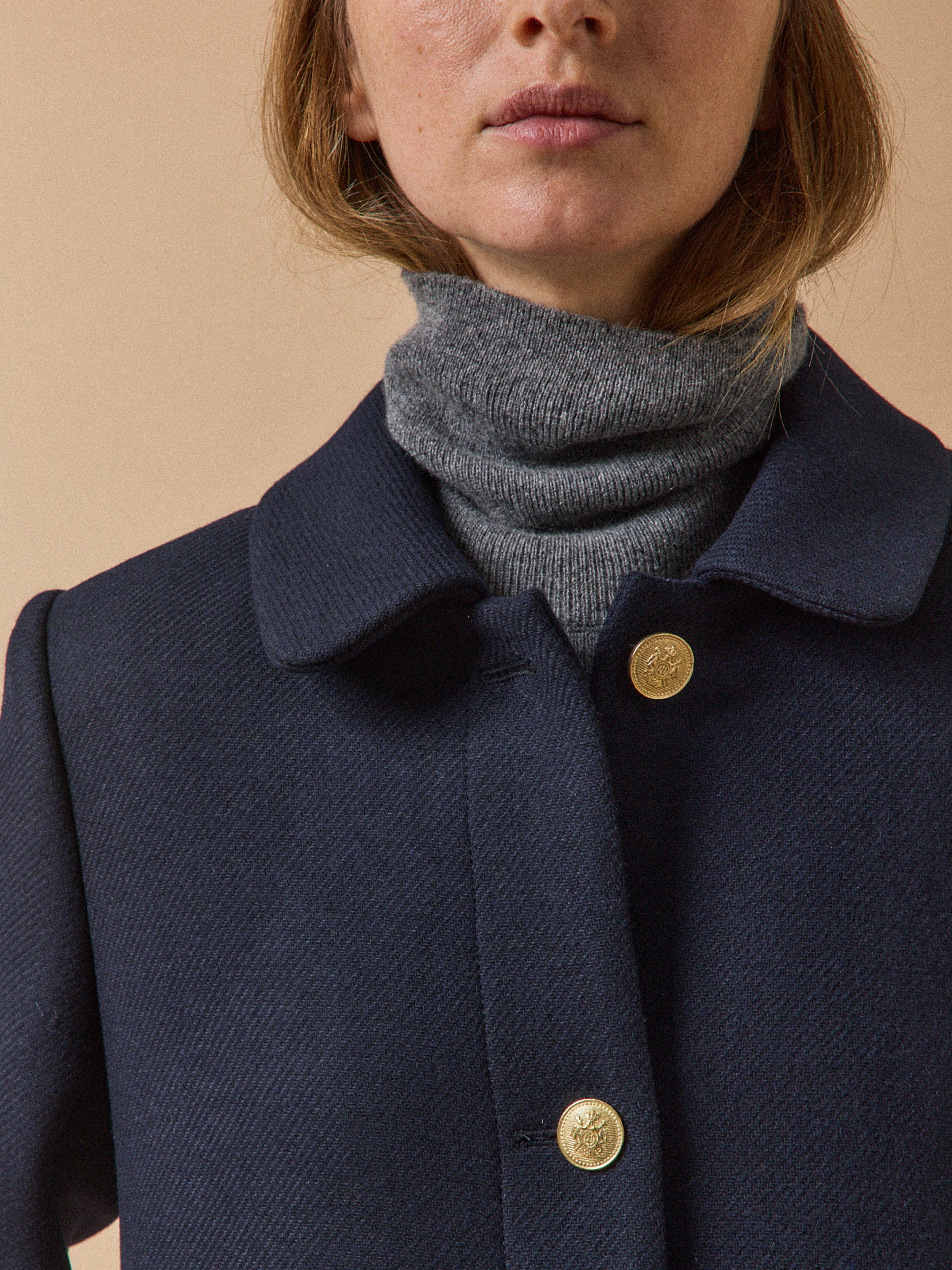 Women's plain short woolen coat