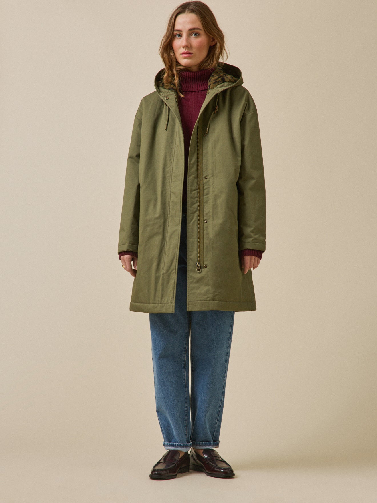 Parka mi-longue femme doublée imitation fourrure