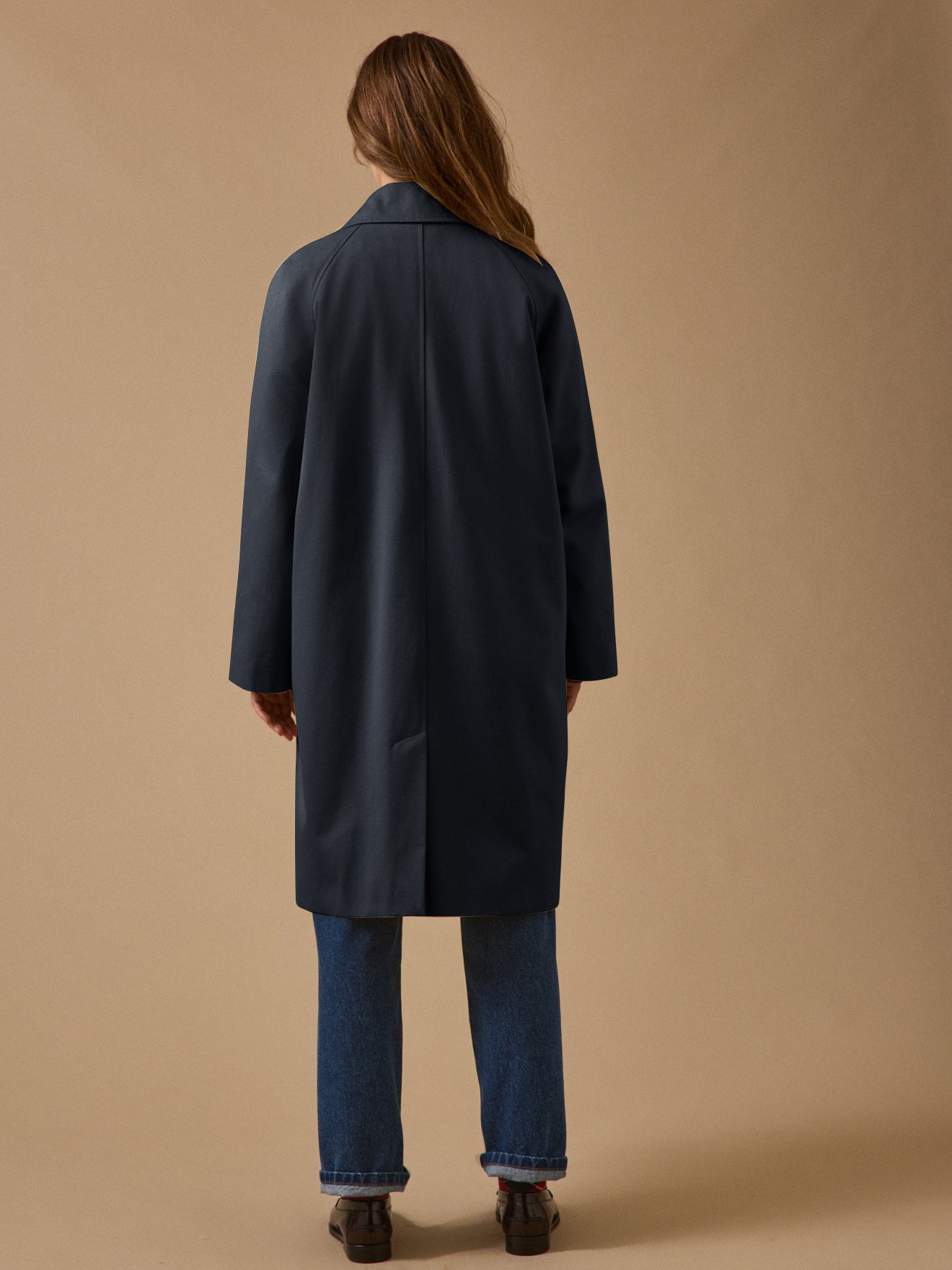 Women's long organic cotton trench coat
