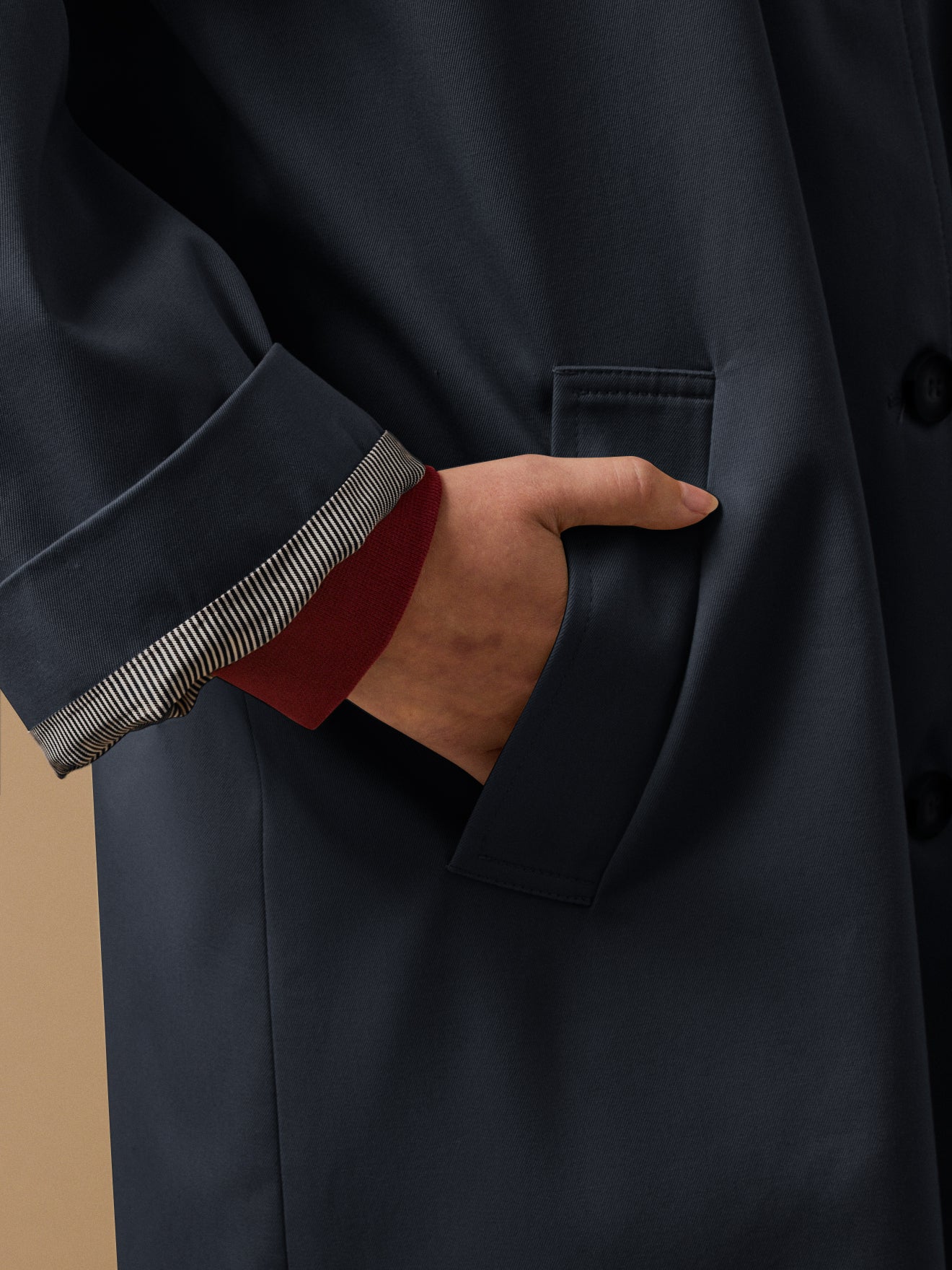 Women's long organic cotton trench coat