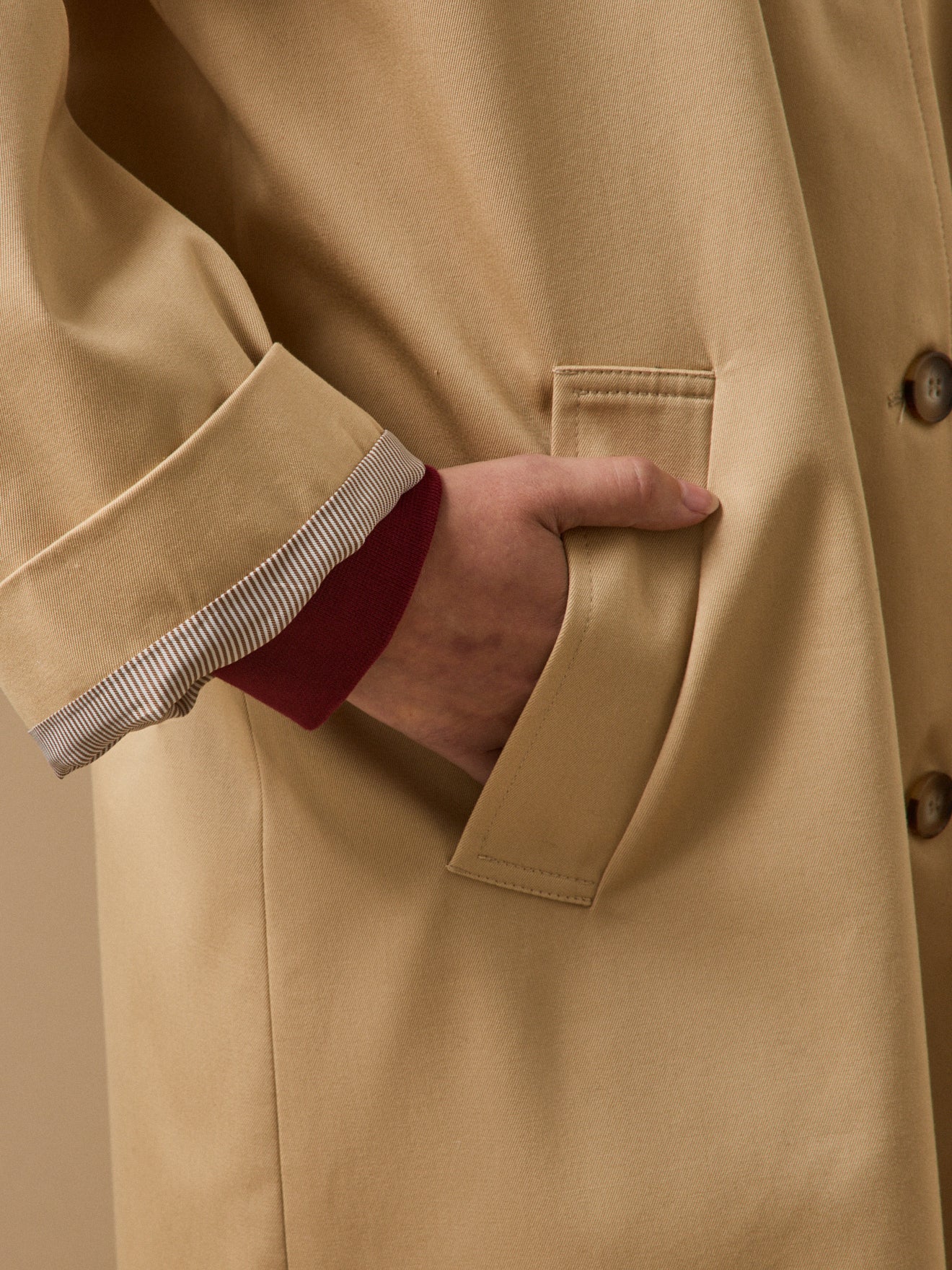 Women's long organic cotton trench coat