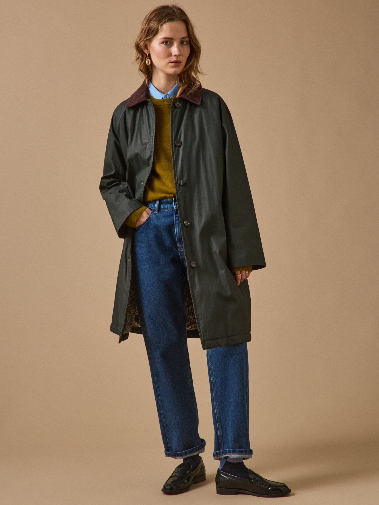 Women's coated toile overcoat
