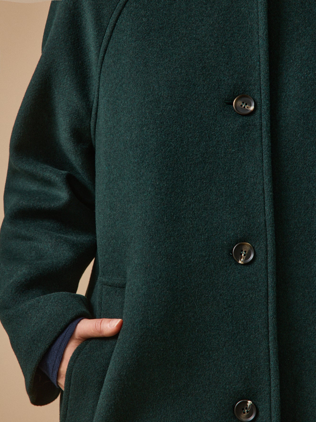 Women's solid color mid-length woolen coat