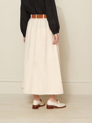 Women's long linen and viscose button skirt