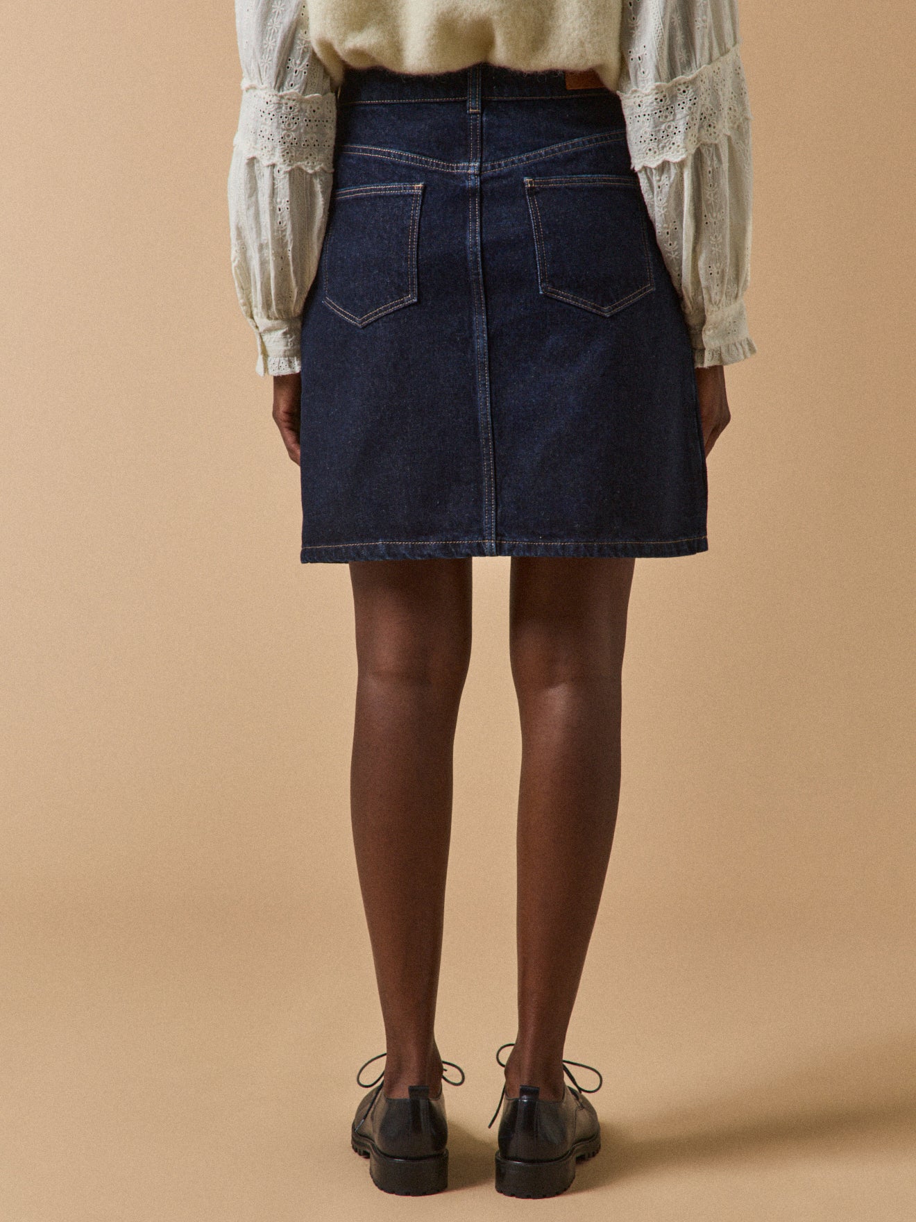 Women's short jeans skirt made with organic cotton denim