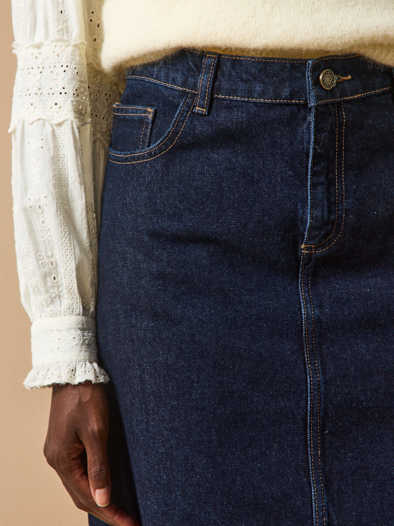 Women's short jeans skirt made with organic cotton denim
