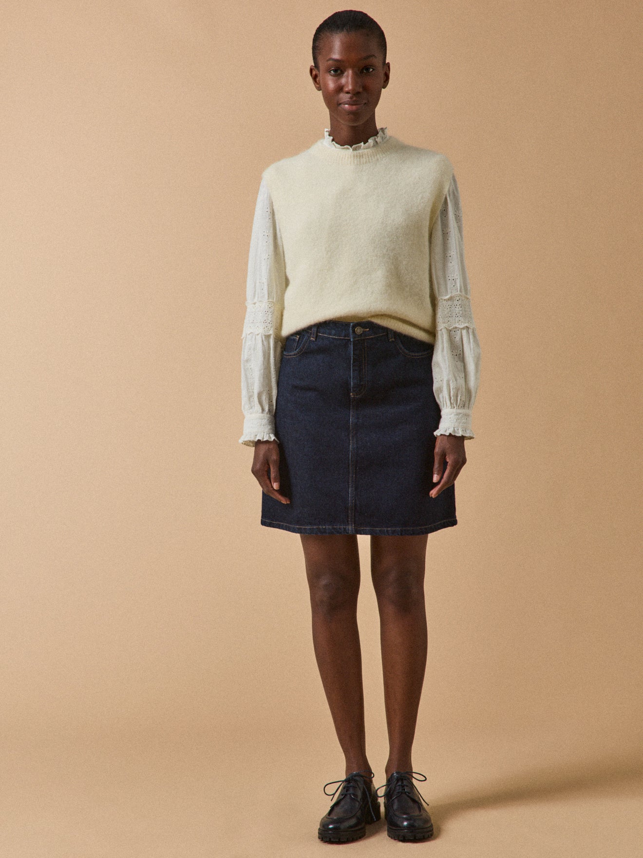 Women's short jeans skirt made with organic cotton denim