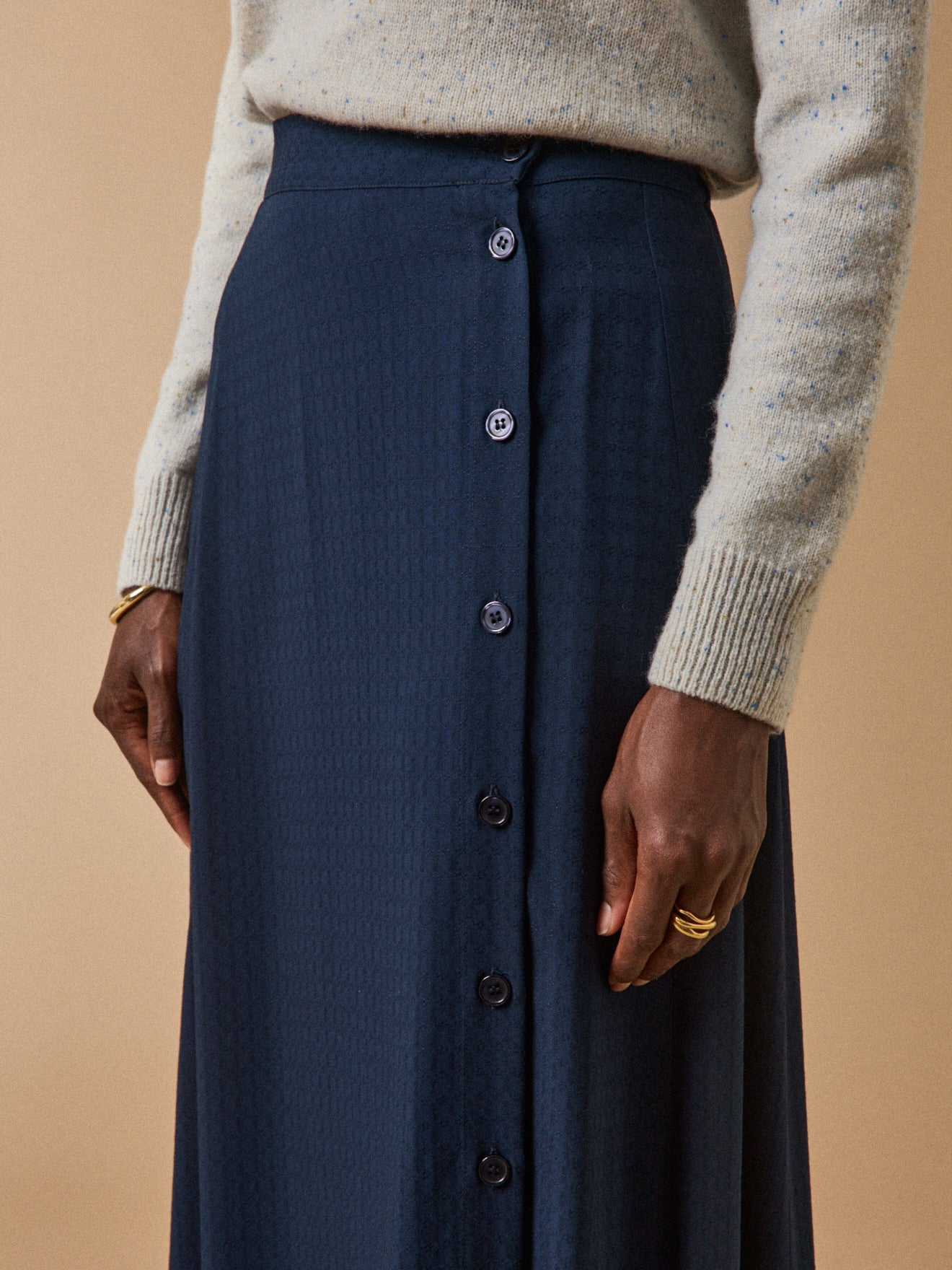 Jupe mi-longue femme viscose dobby