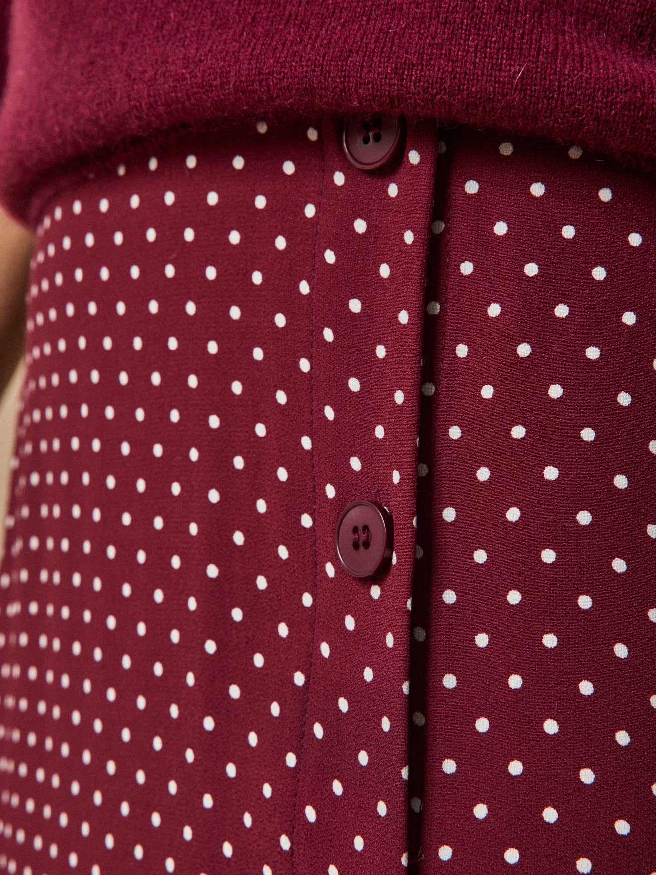 Women's dot-print mid-length viscose skirt