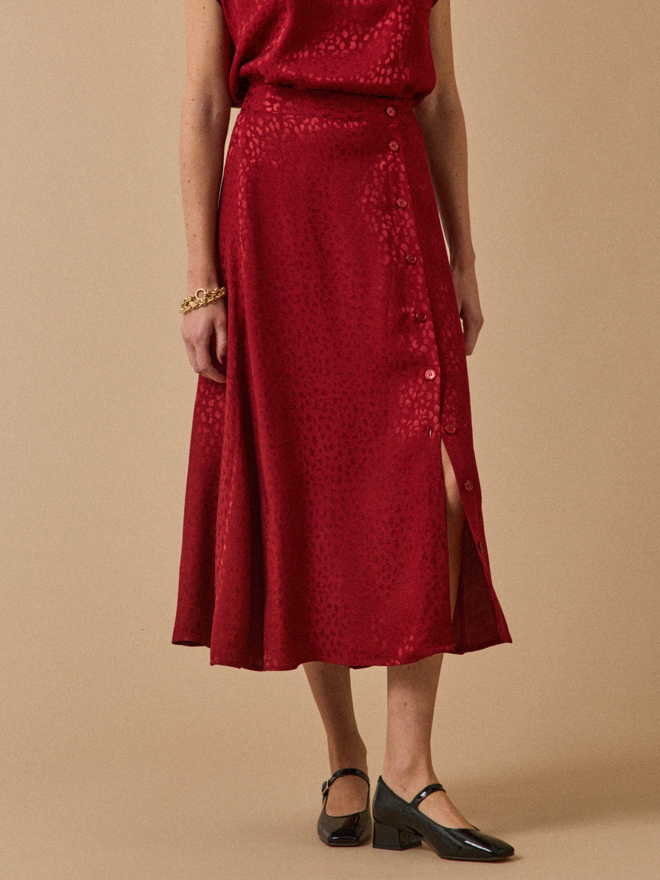 Jupe longue boutonnée jacquard femme