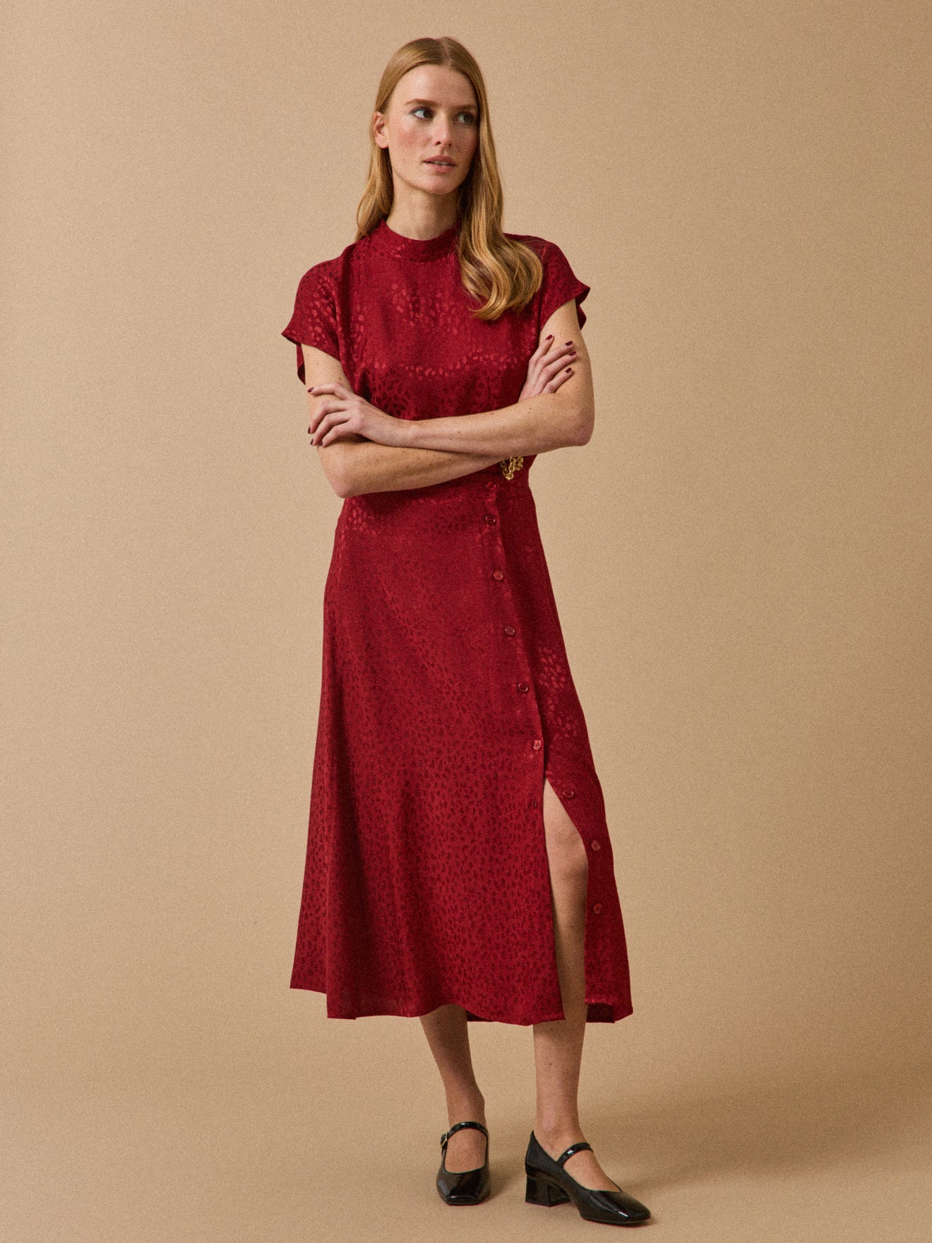 Jupe longue boutonnée jacquard femme