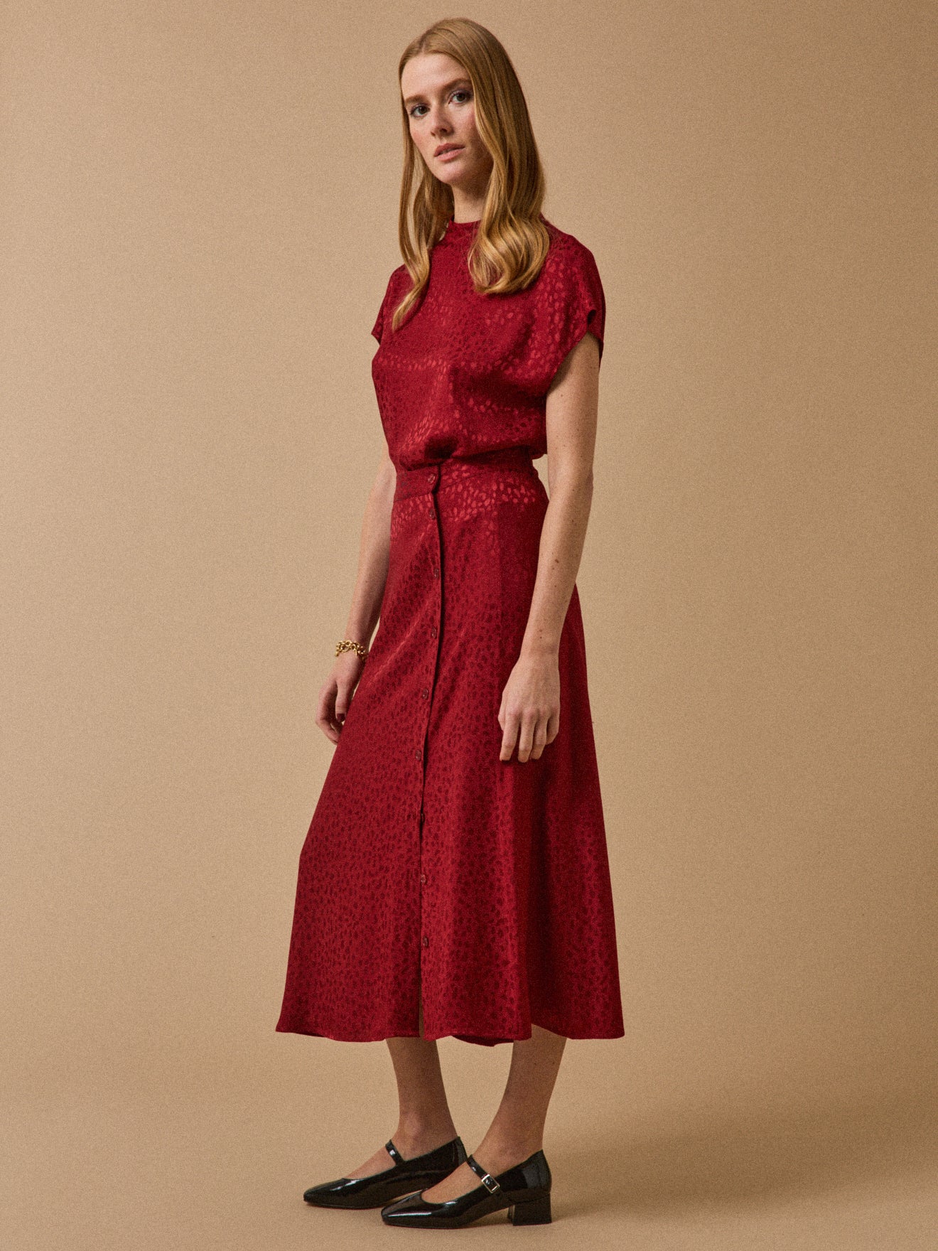 Jupe longue boutonnée jacquard femme