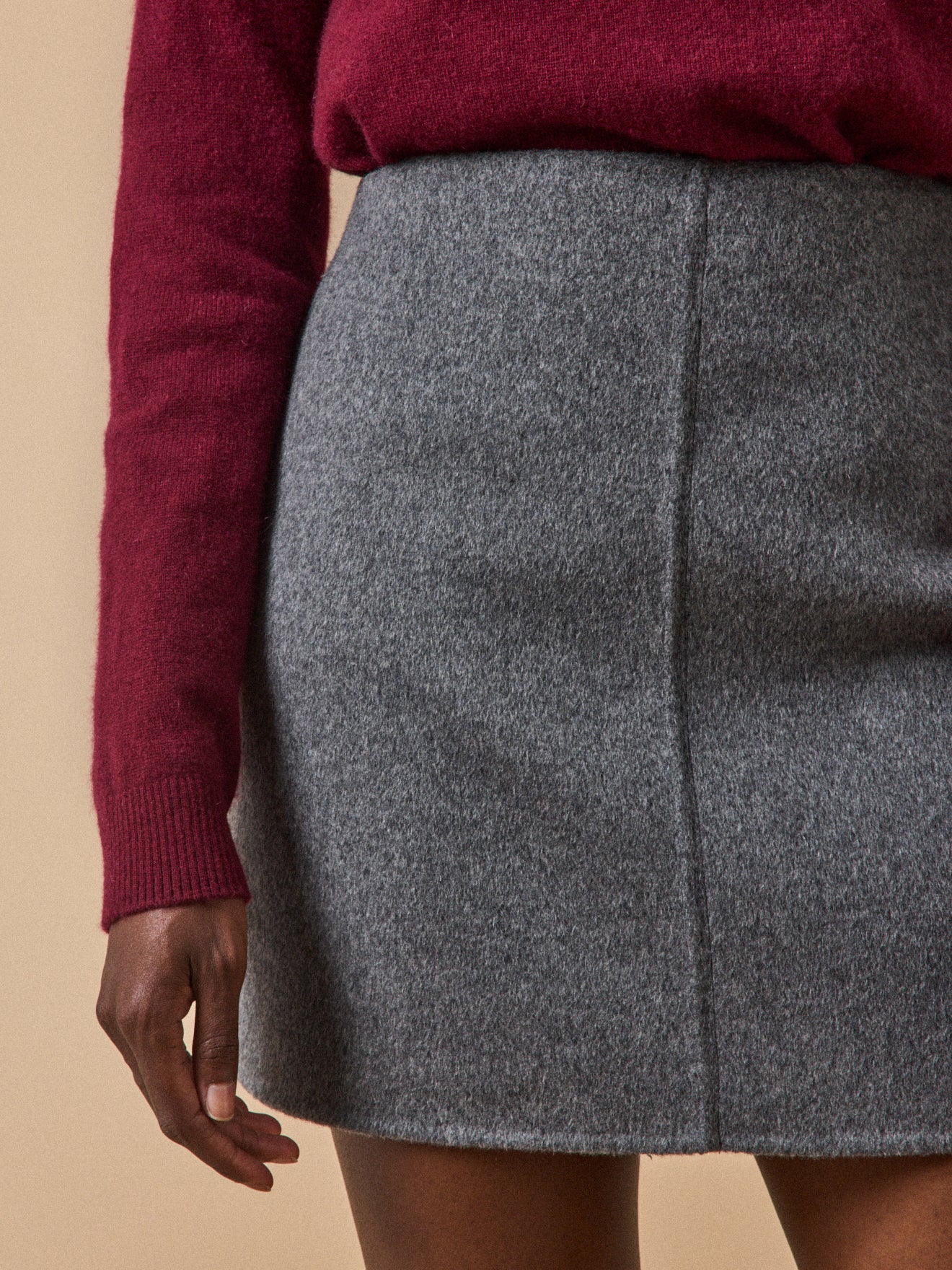 Women's short double-sided woolen skirt