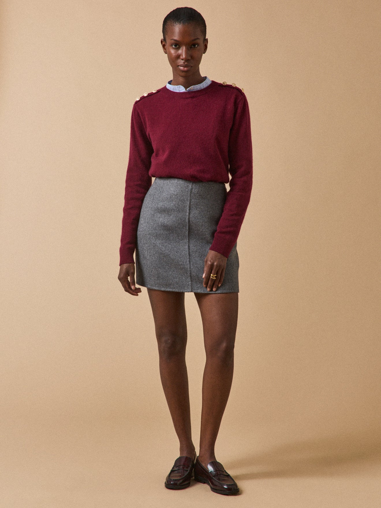 Women's short double-sided woolen skirt