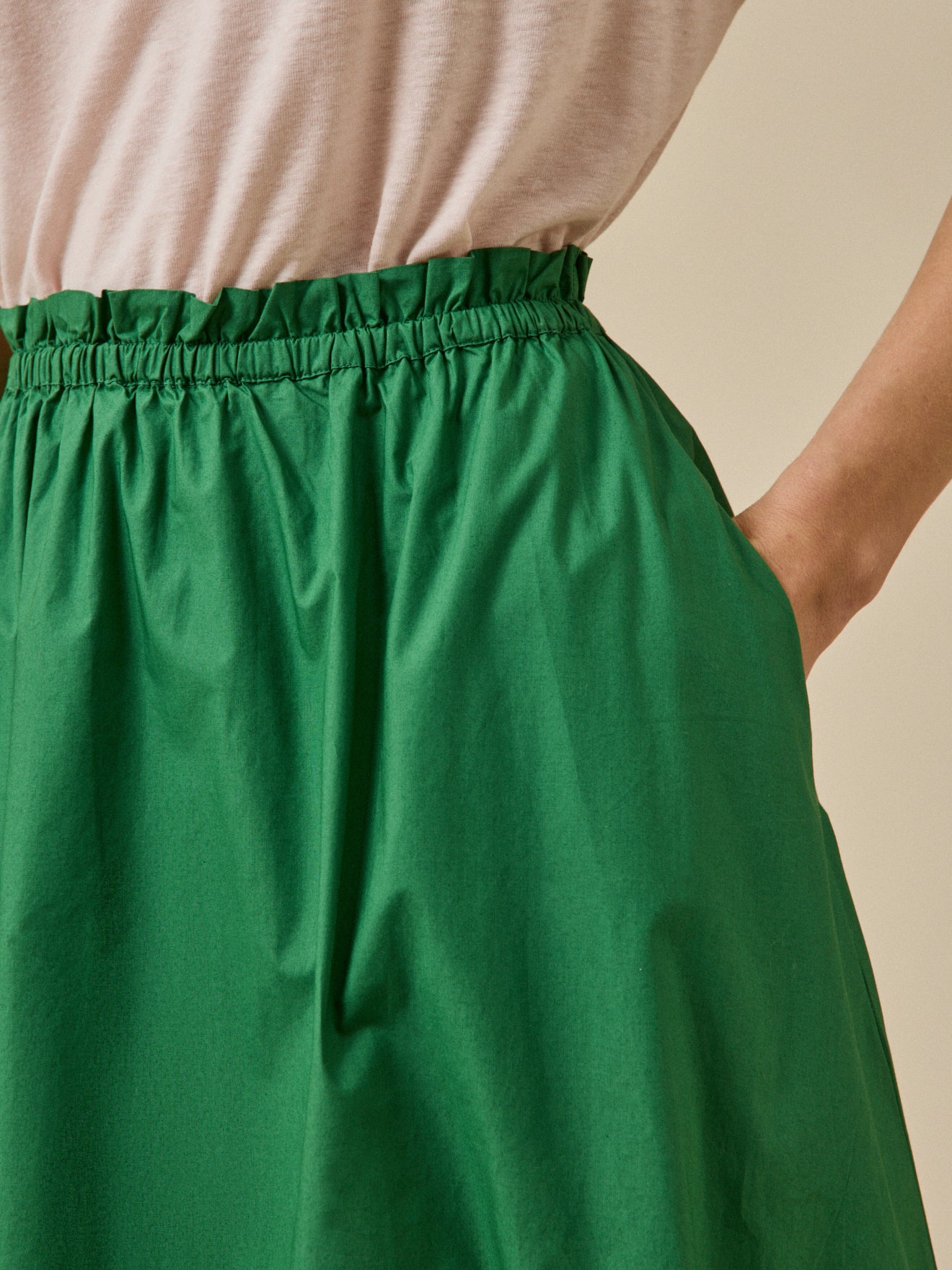 Jupe mi-longue popeline craquante femme