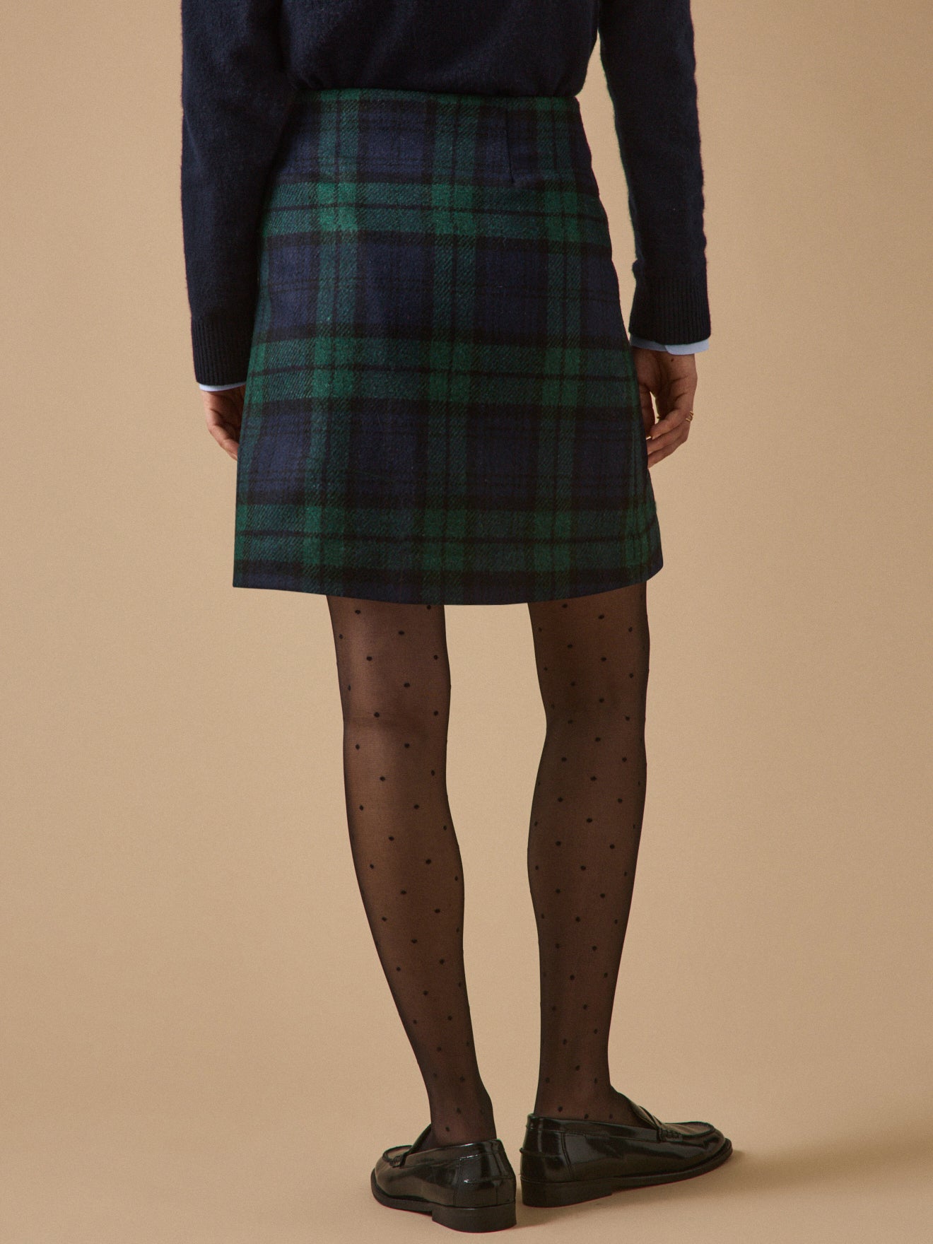 Women's short tartan plaid wool skirt