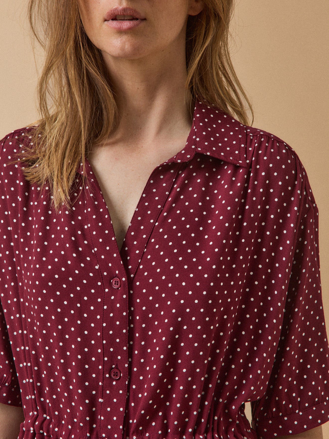 Robe sous genoux rétro femme imprimé pois