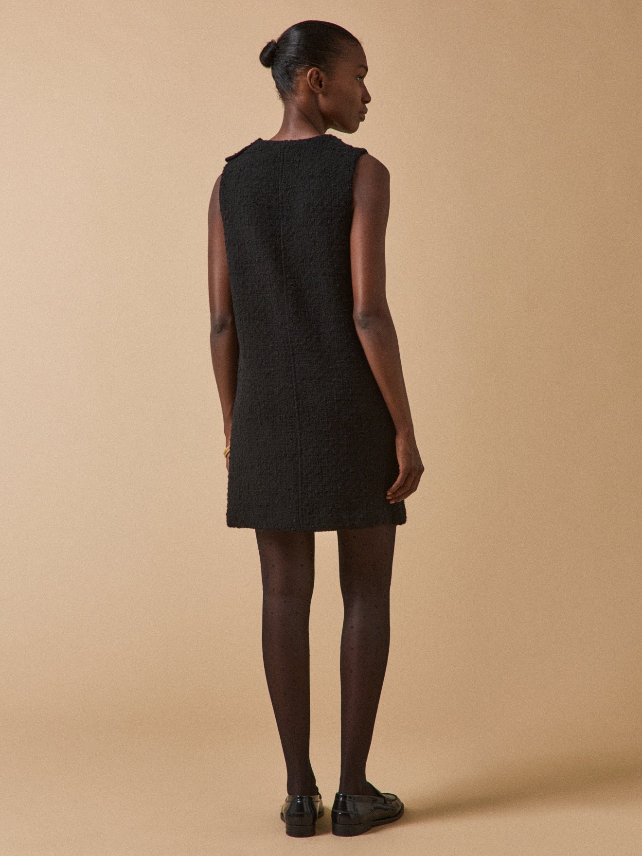 Robe courte sans manches tweed femme