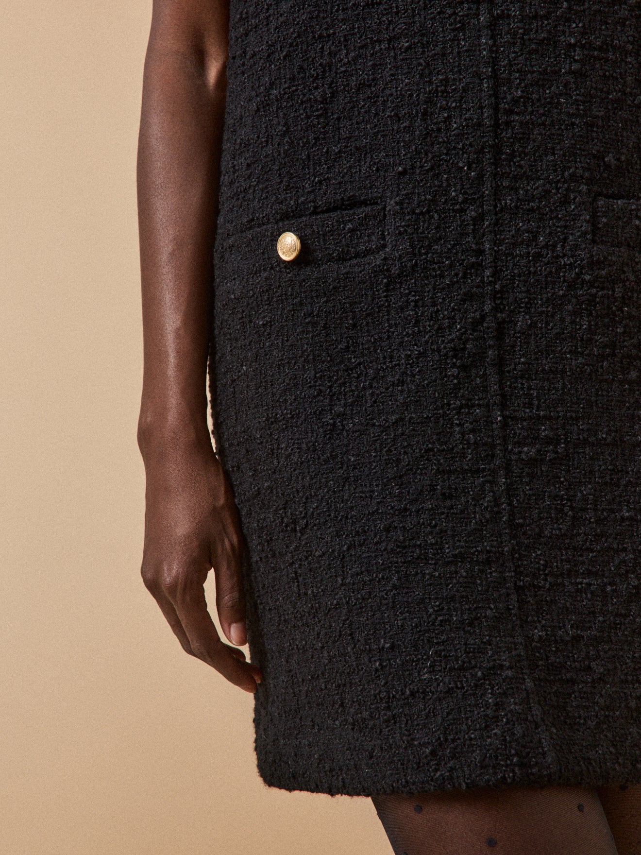 Robe courte sans manches tweed femme