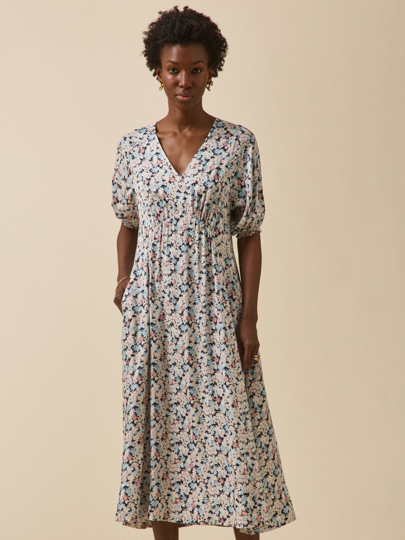 Women's long dress with Pop Flowers print