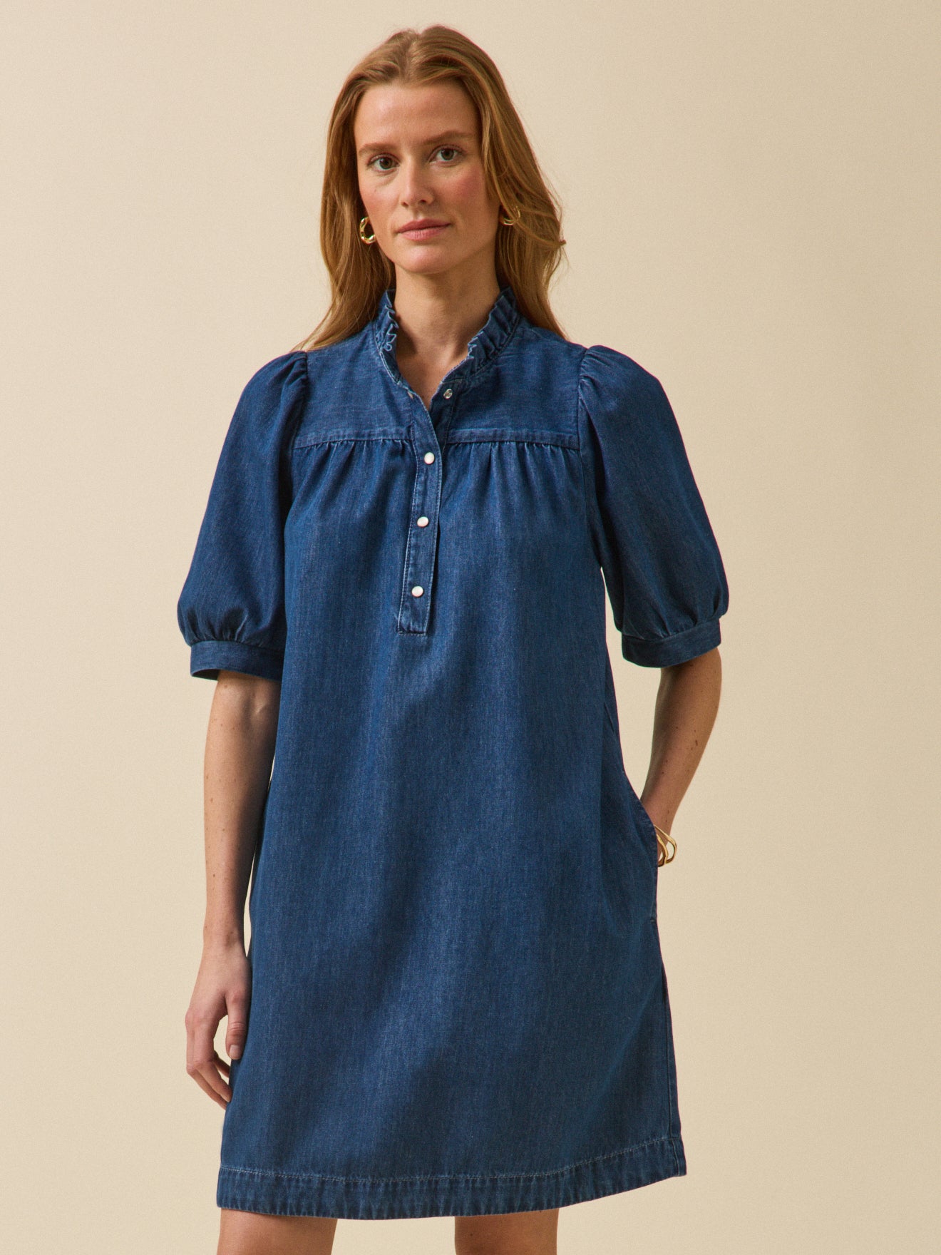 Women's short organic cotton denim dress