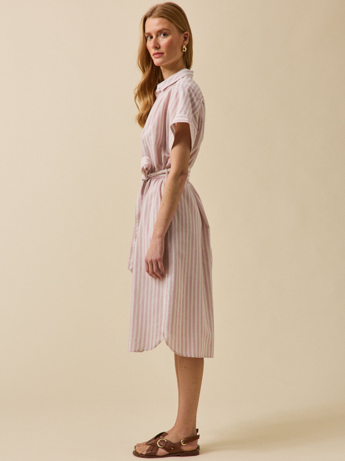 Robe sans manches femme coton rayé