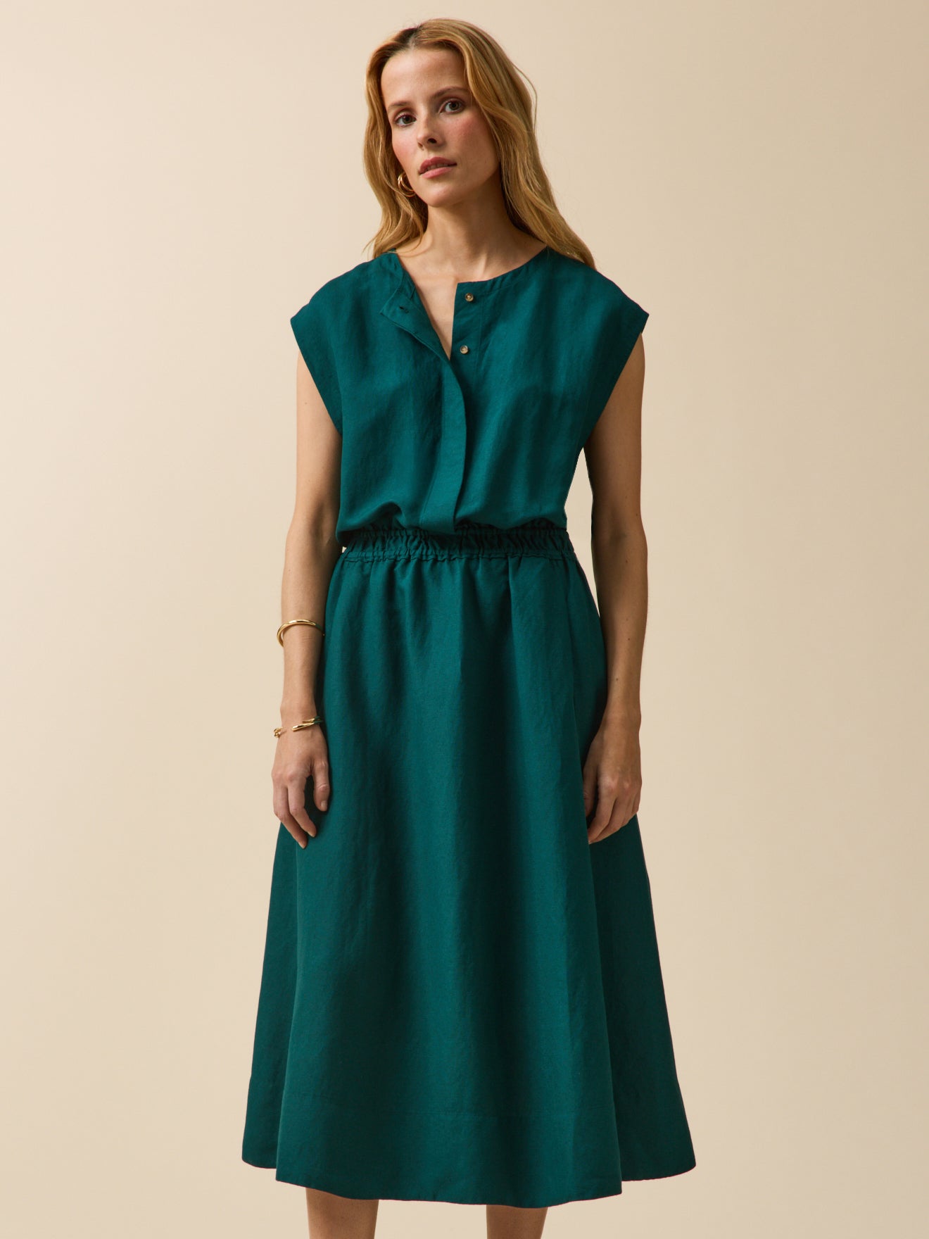 Women's sleeveless linen and viscose dress - Cyrillus COM