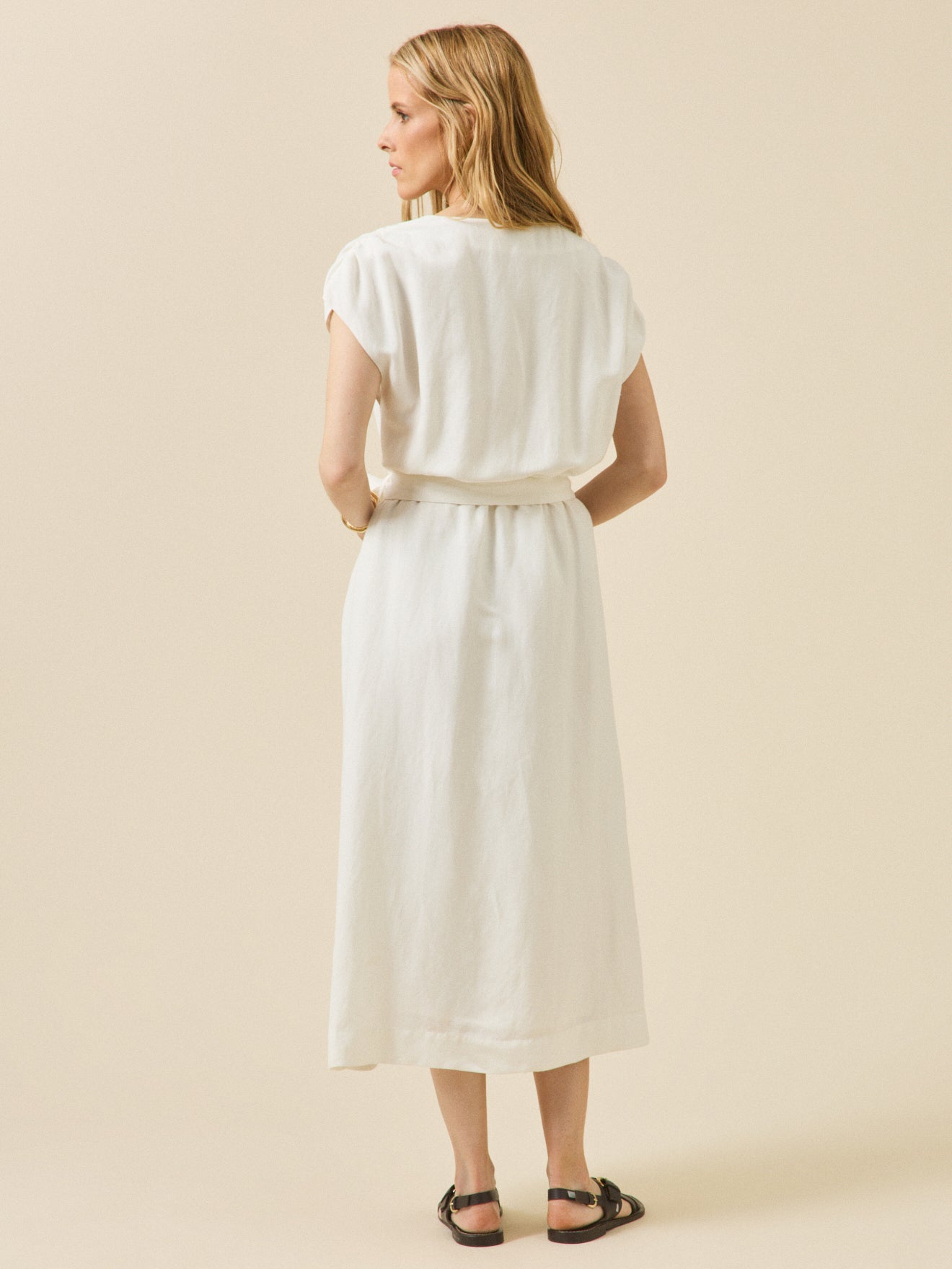 Robe sans manches lin et viscose femme