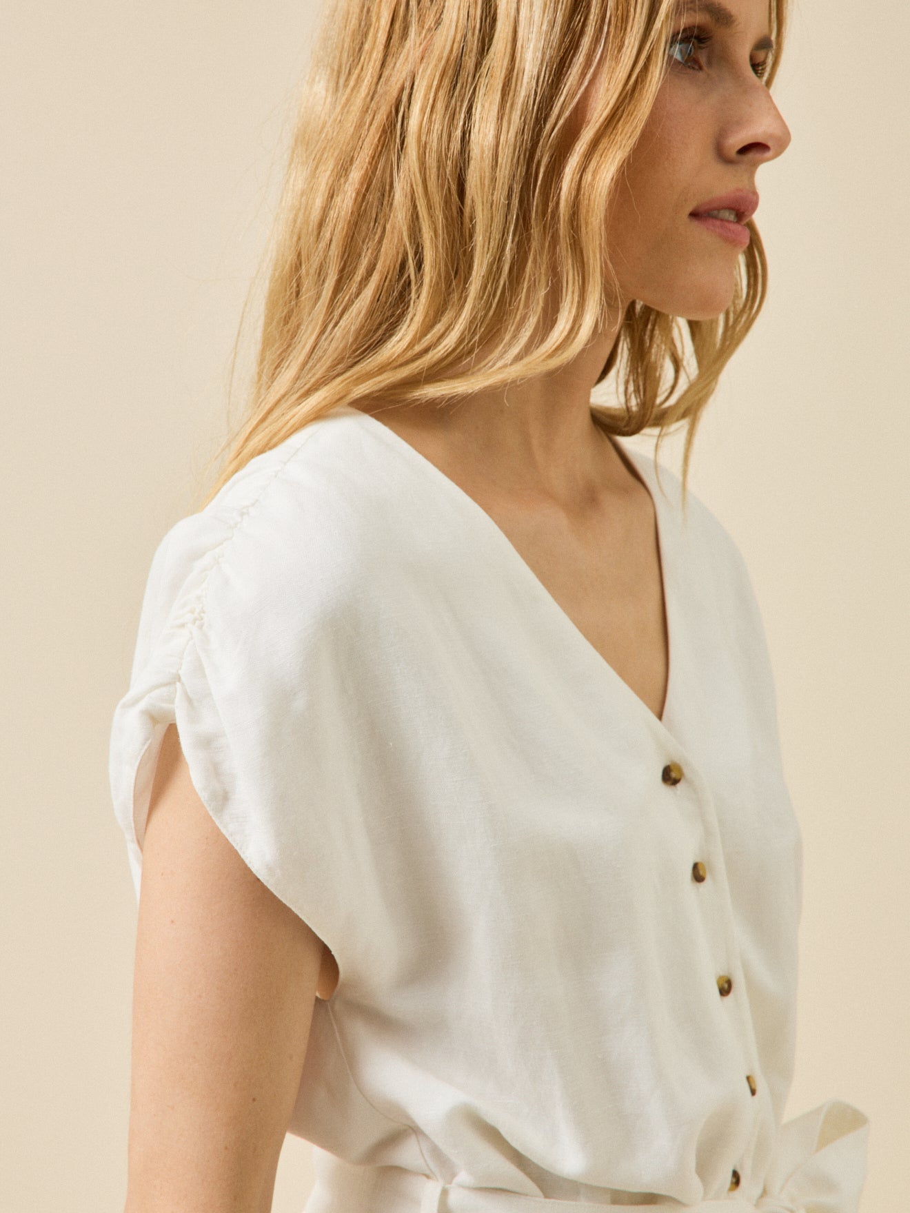 Robe sans manches lin et viscose femme