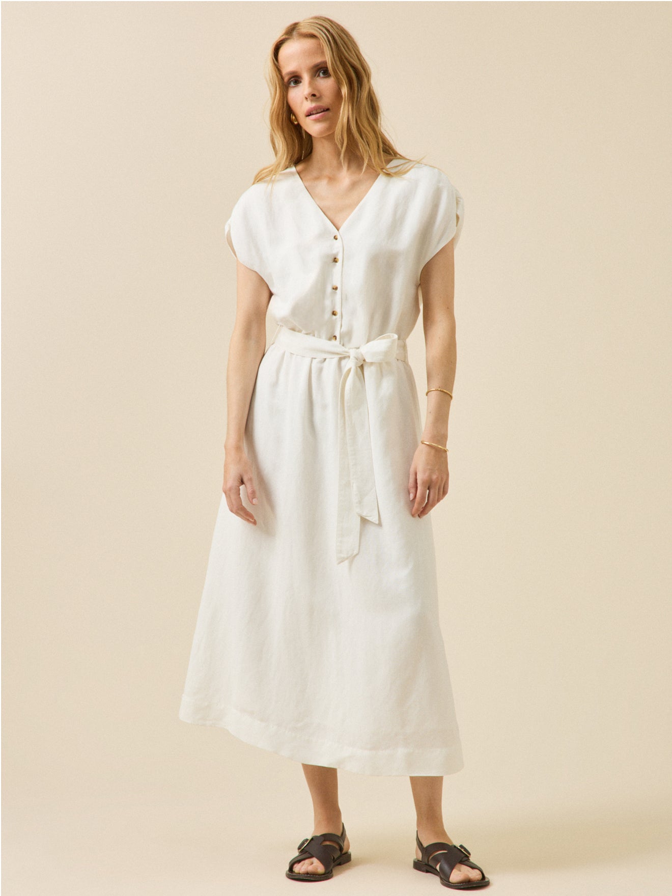 Robe sans manches lin et viscose femme
