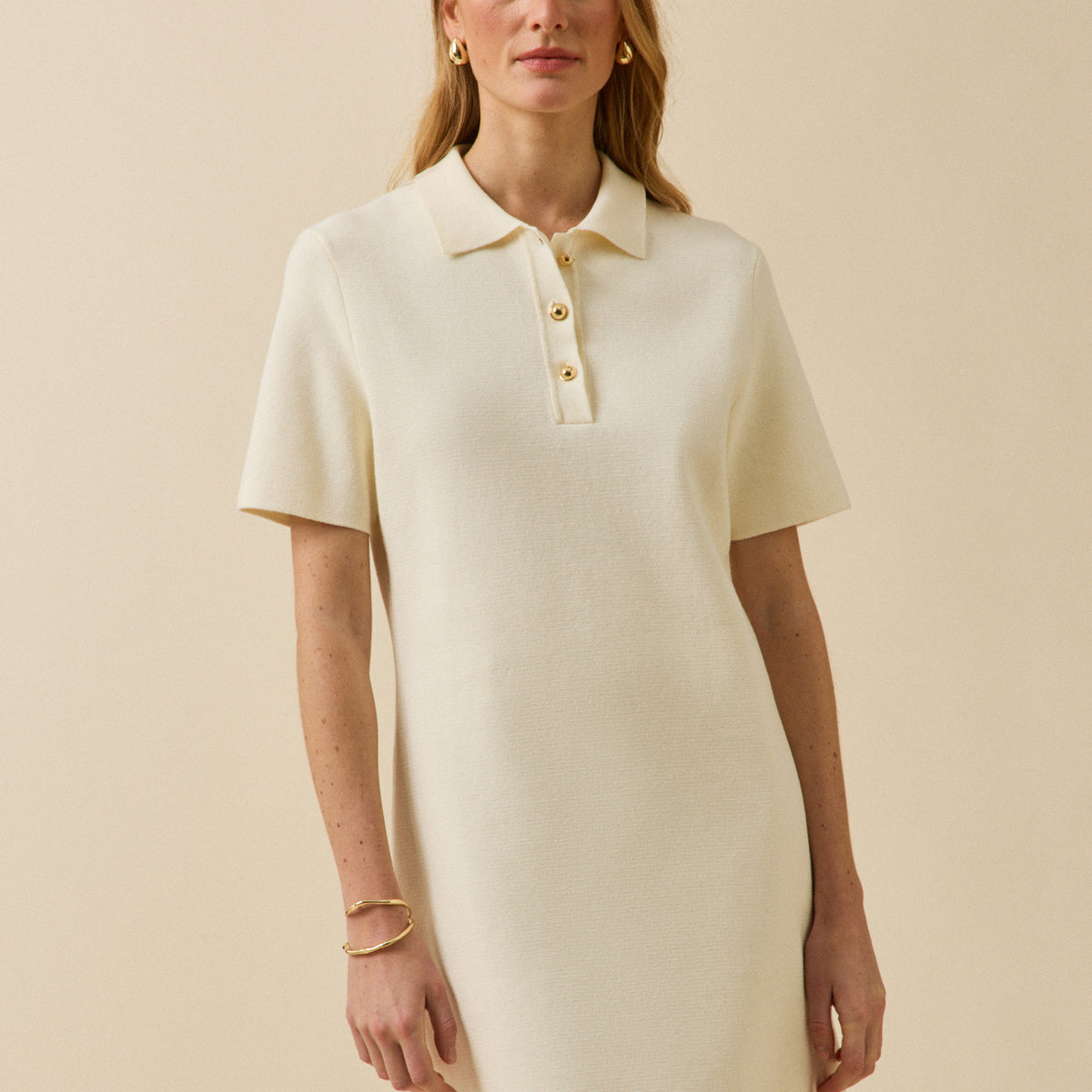 Women's short Milano knit polo-shirt dress