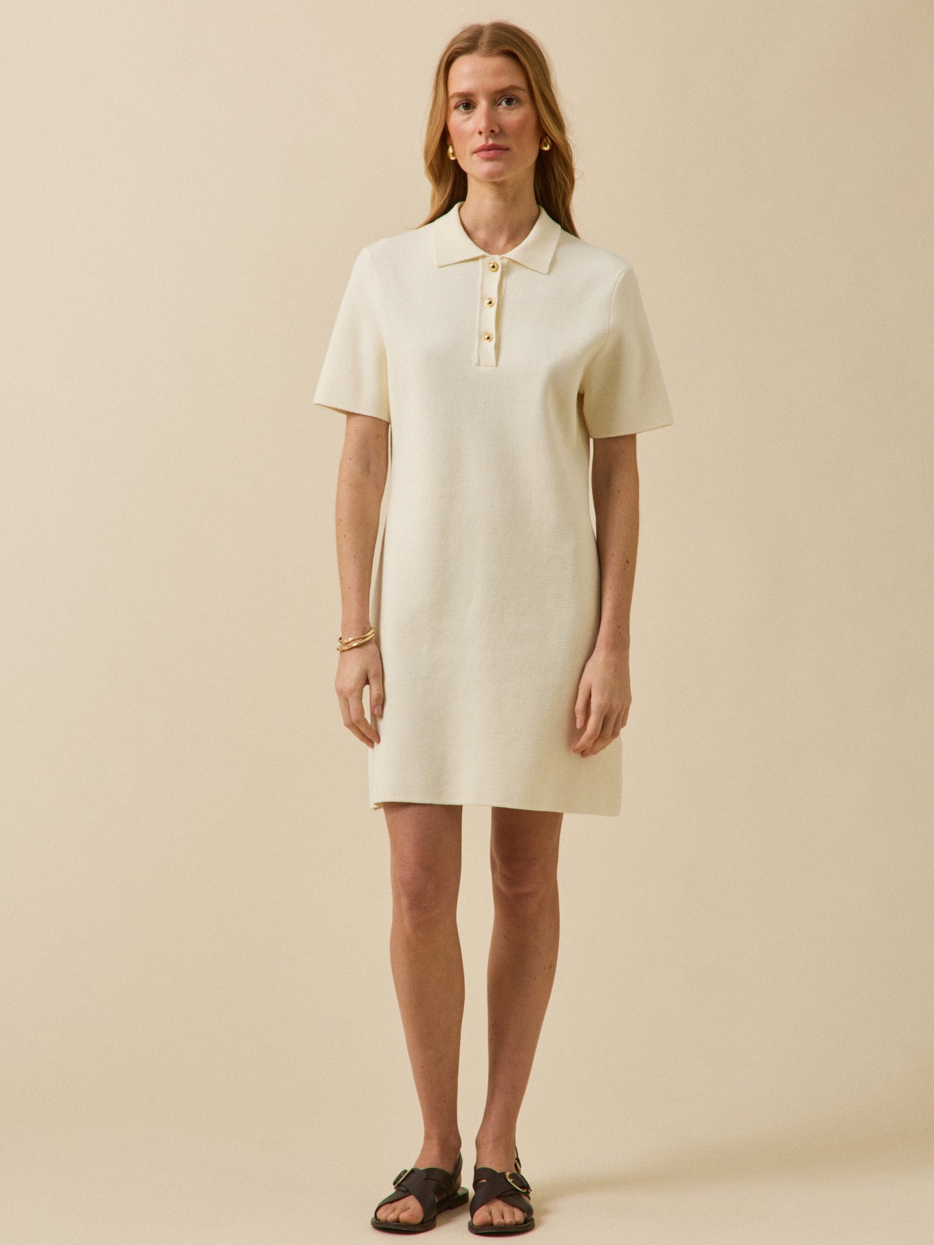 knit polo dress Women's short Milano knit polo-shirt dress